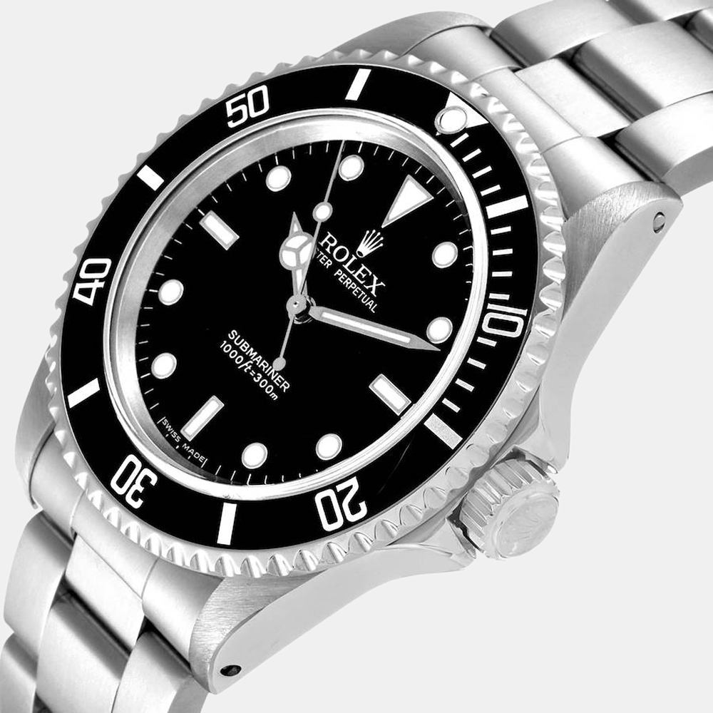 

Rolex Black Stainless Steel Submariner 14060 Men's Wristwatch 40 mm