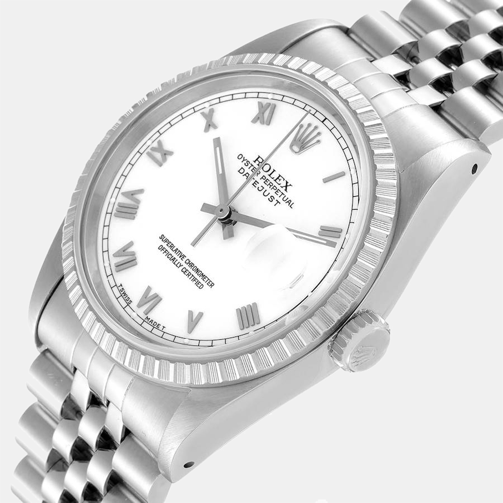 

Rolex White Stainless Steel Datejust 16220 Men's Wristwatch 36 MM