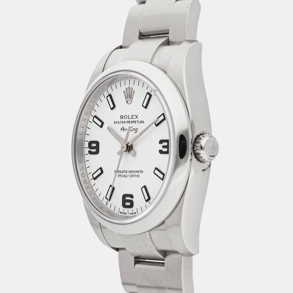

Rolex Silver Stainless Steel Air-King 114200 Men's Wristwatch 34 MM