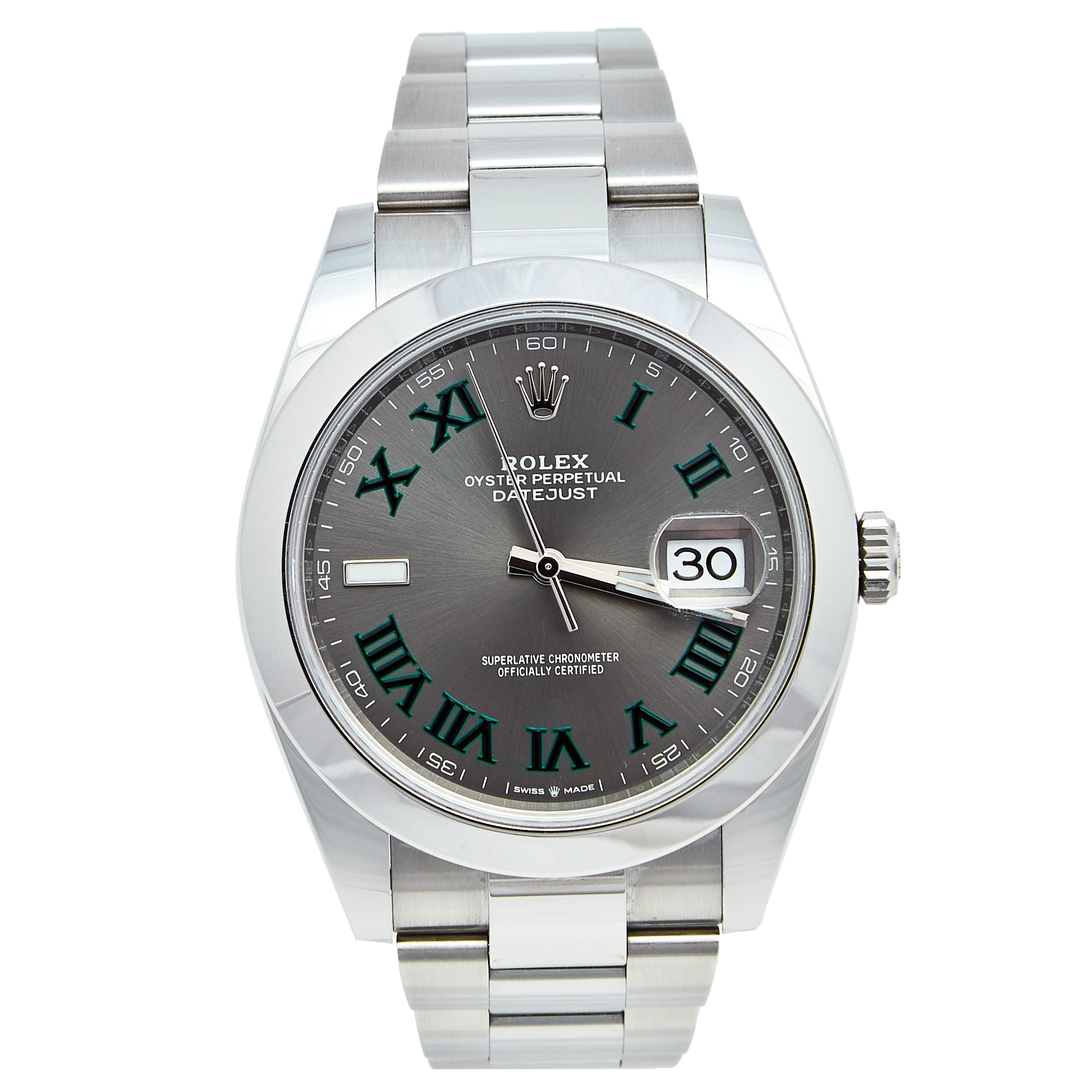 مملوكة مسبقًا ساعة يد رجالية رولكس ديت جست 126300 ستانلس ستيل رصاصي 41 مم