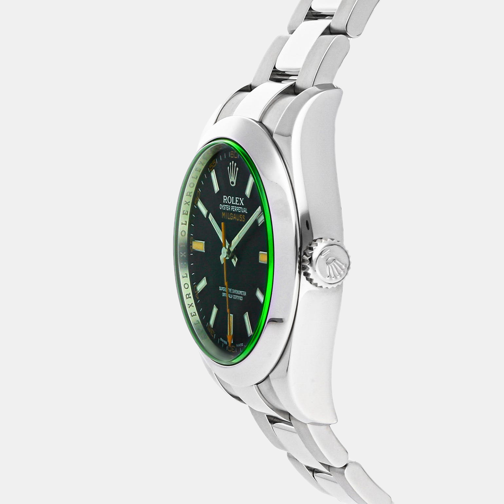 

Rolex Green Stainless Steel Milgauss 116400GV Men's Wristwatch 40 MM