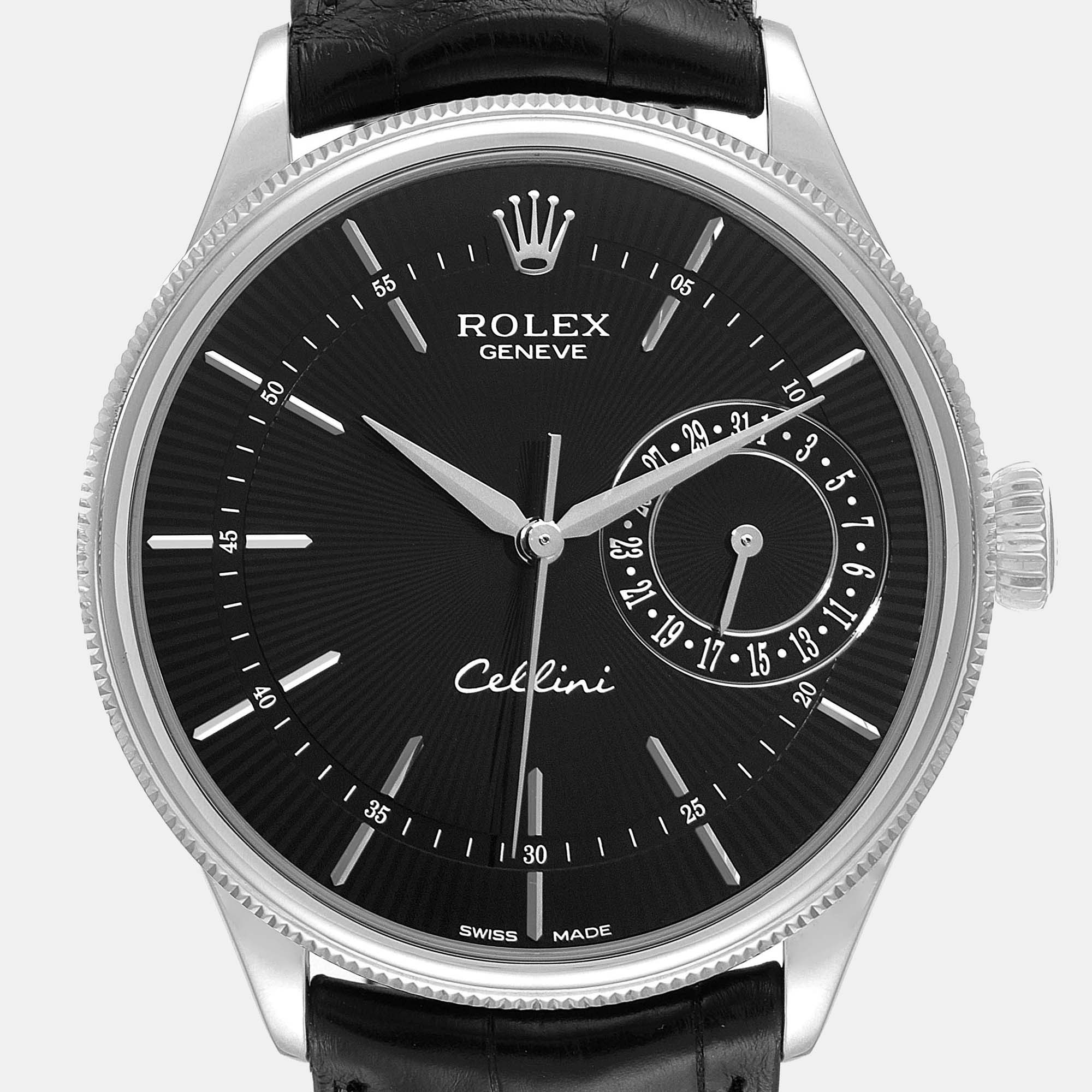 

Rolex Black 18K White Gold Cellini Date 50519 Automatic 50519 Men's Wristwatch 39 mm