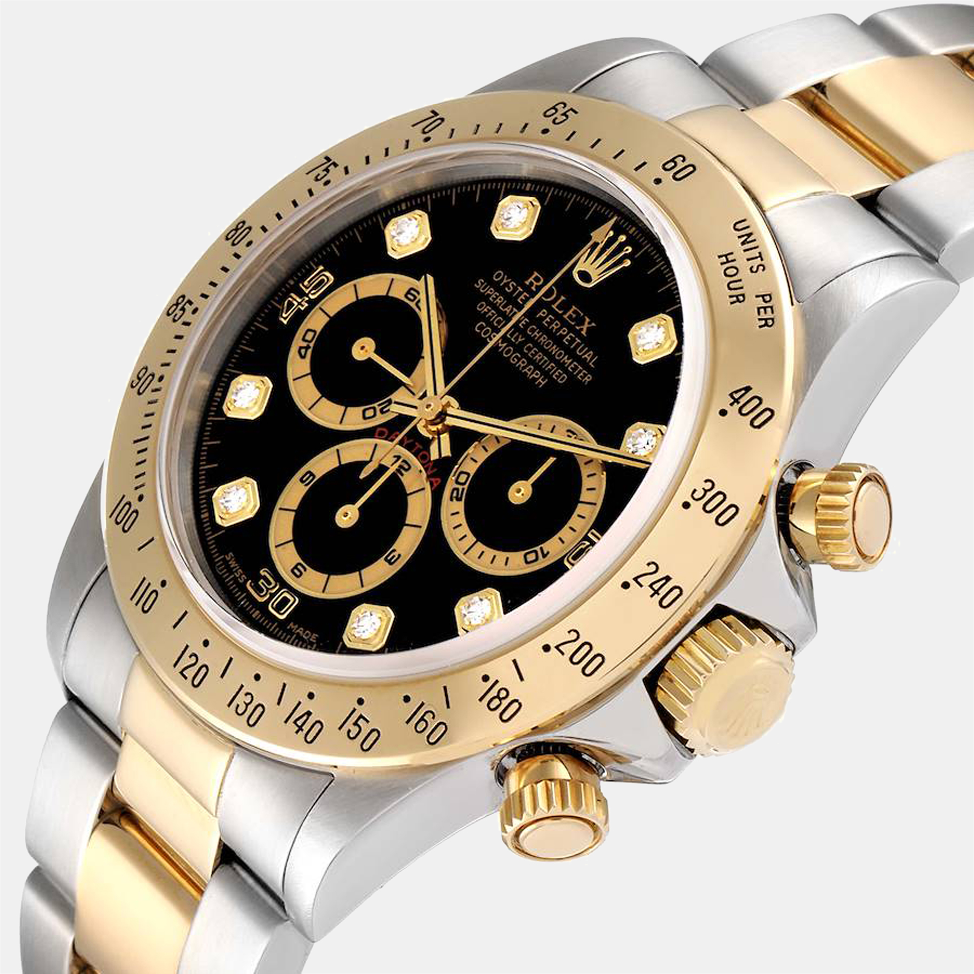 

Rolex Black Diamonds 18K Yellow Gold And Stainless Steel Cosmograph Daytona 16523 Automatic Men's Wristwatch 40 mm