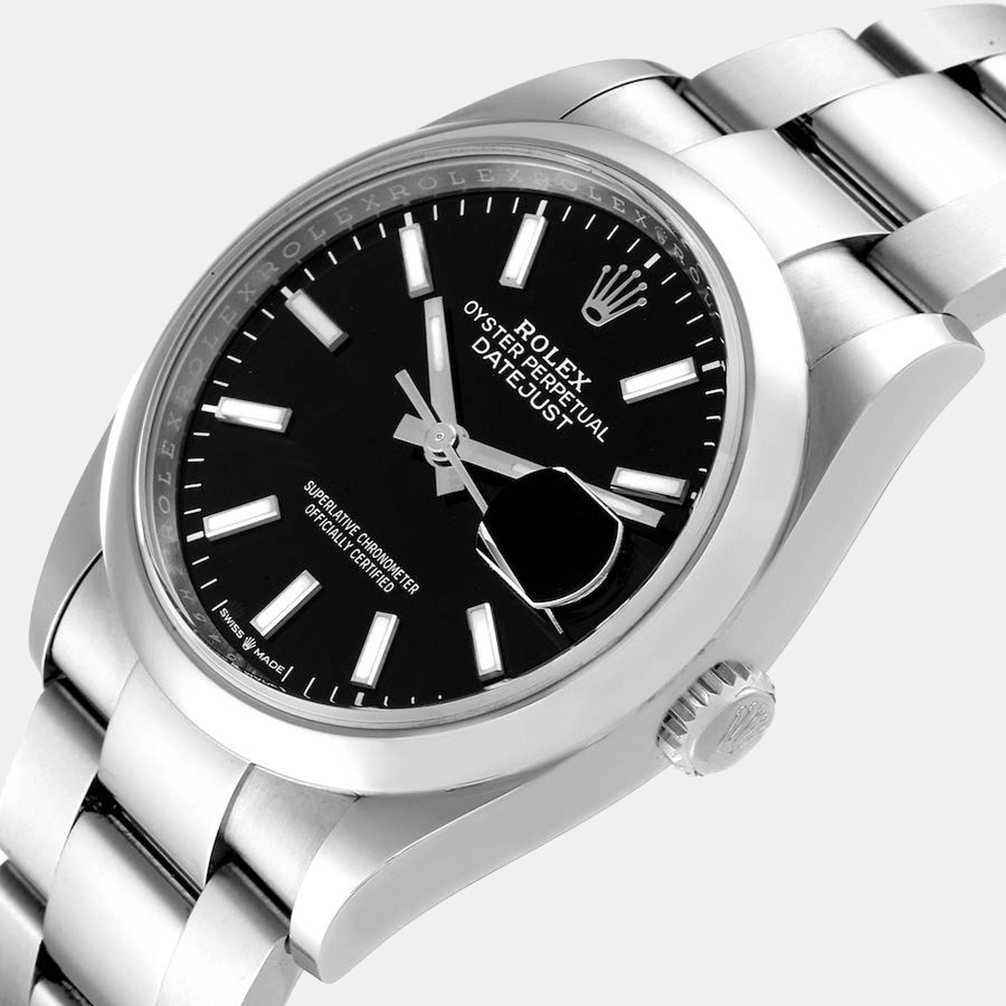 

Rolex Black Stainless Steel Datejust 126200 Men's Wristwatch 36 mm