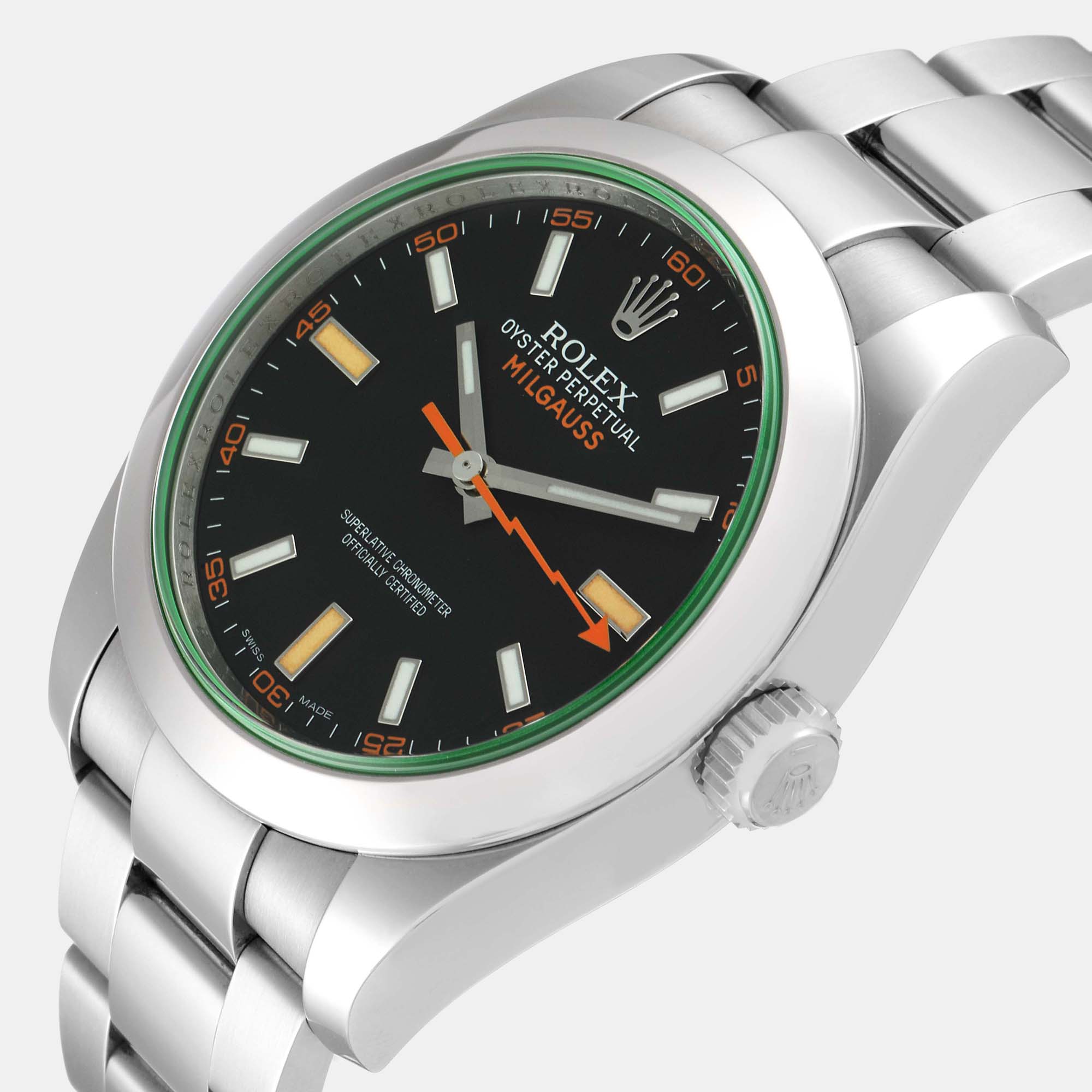 

Rolex Black Stainless Steel Milgauss 116400 Automatic Men's Wristwatch 40 mm