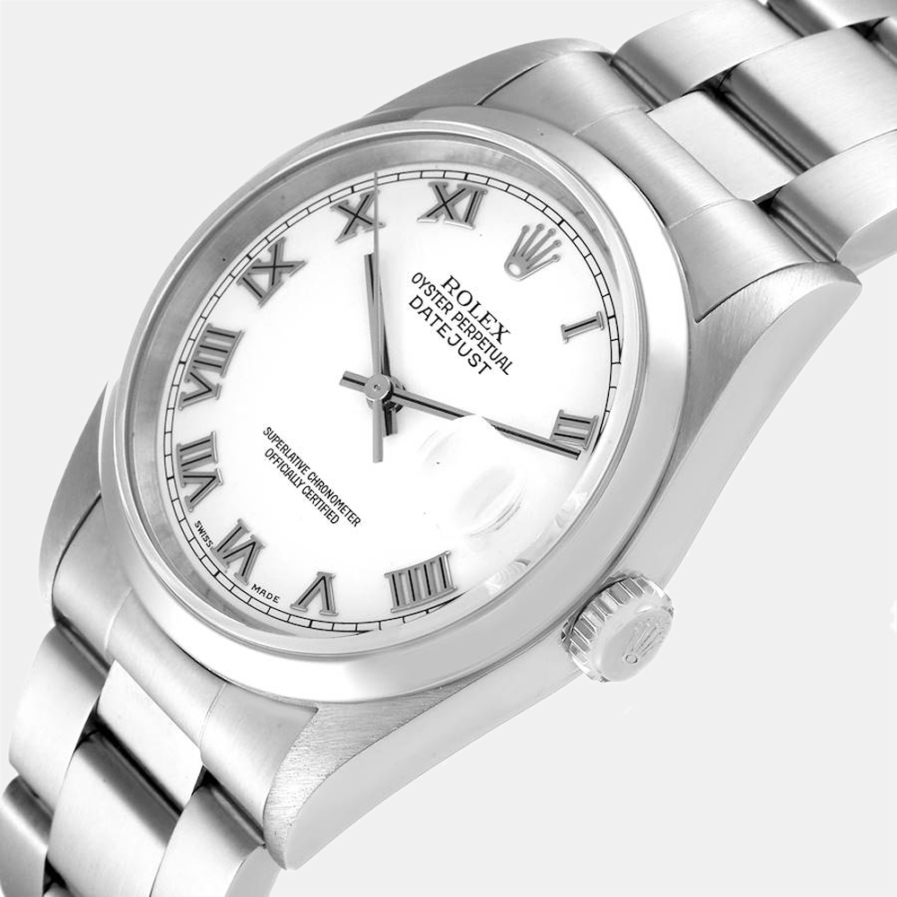 

Rolex White Stainless Steel Datejust 16200 Men's Wristwatch 36 MM