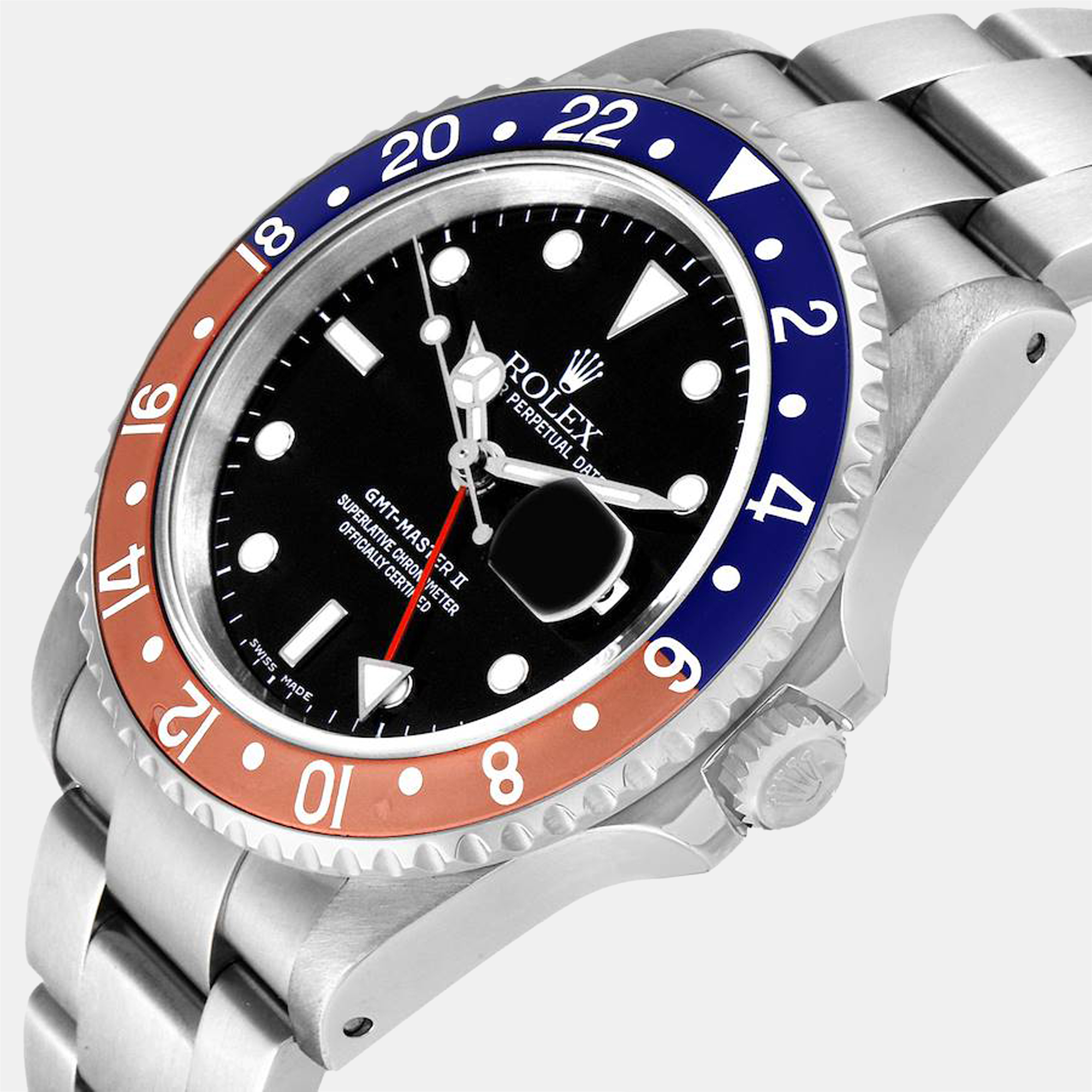 

Rolex Black Stainless Steel GMT-Master II Pepsi 16710 Automatic Men's Wristwatch 40 mm