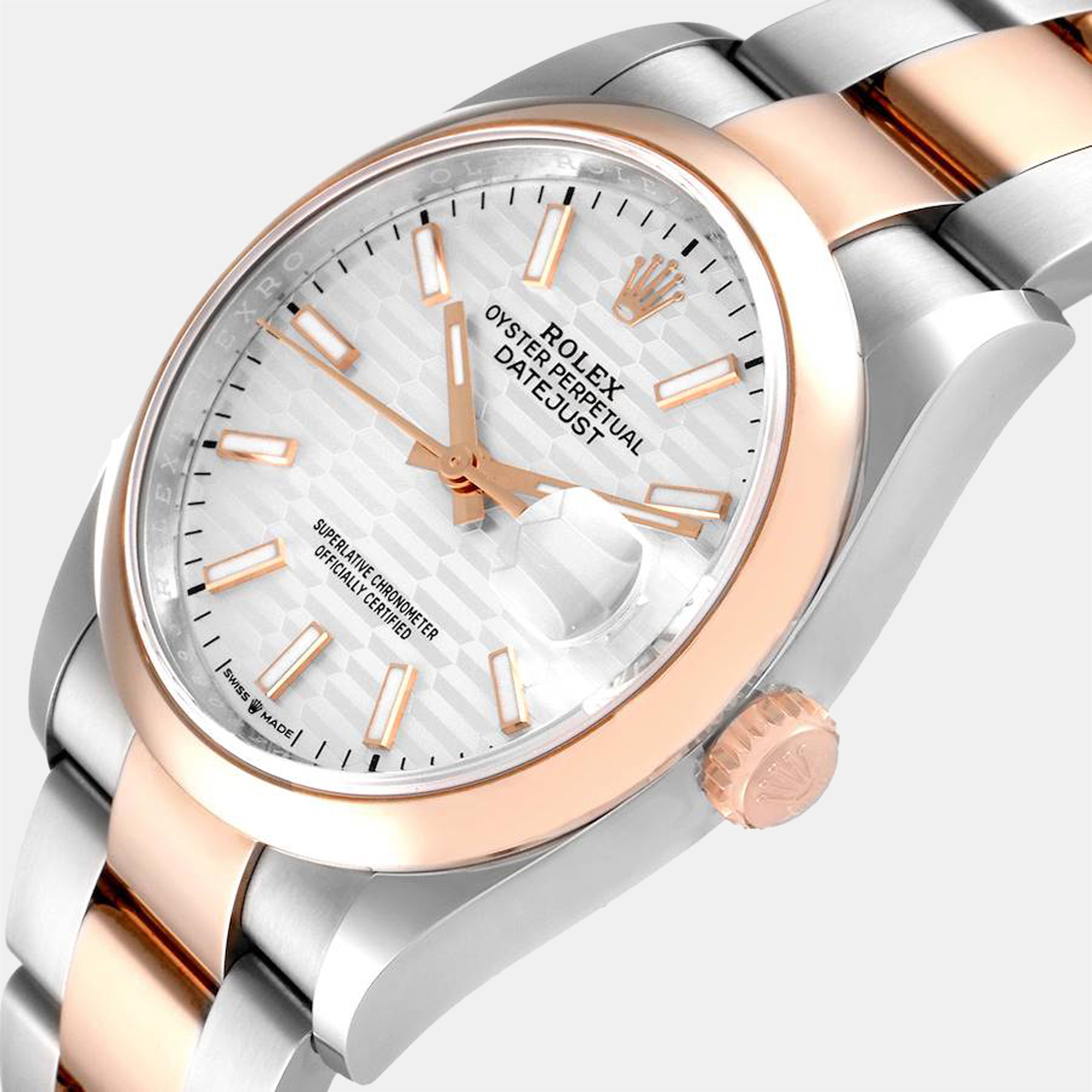 

Rolex Silver 18K Rose Gold And Stainless Steel Datejust 126201 Automatic Men's Wristwatch 36 mm