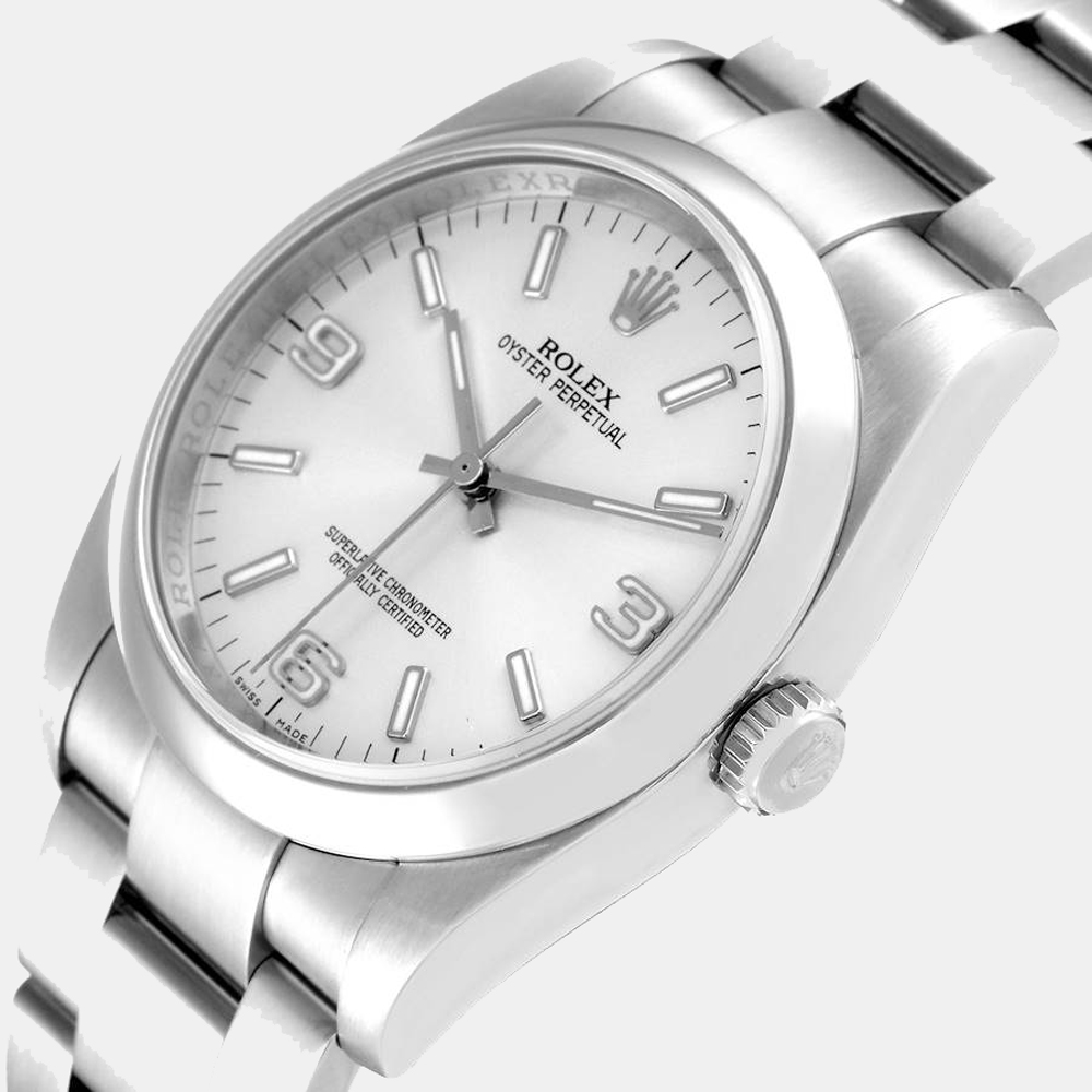 

Rolex Silver Stainless Steel Oyster Perpetual 116000 Men's Wristwatch 36 mm