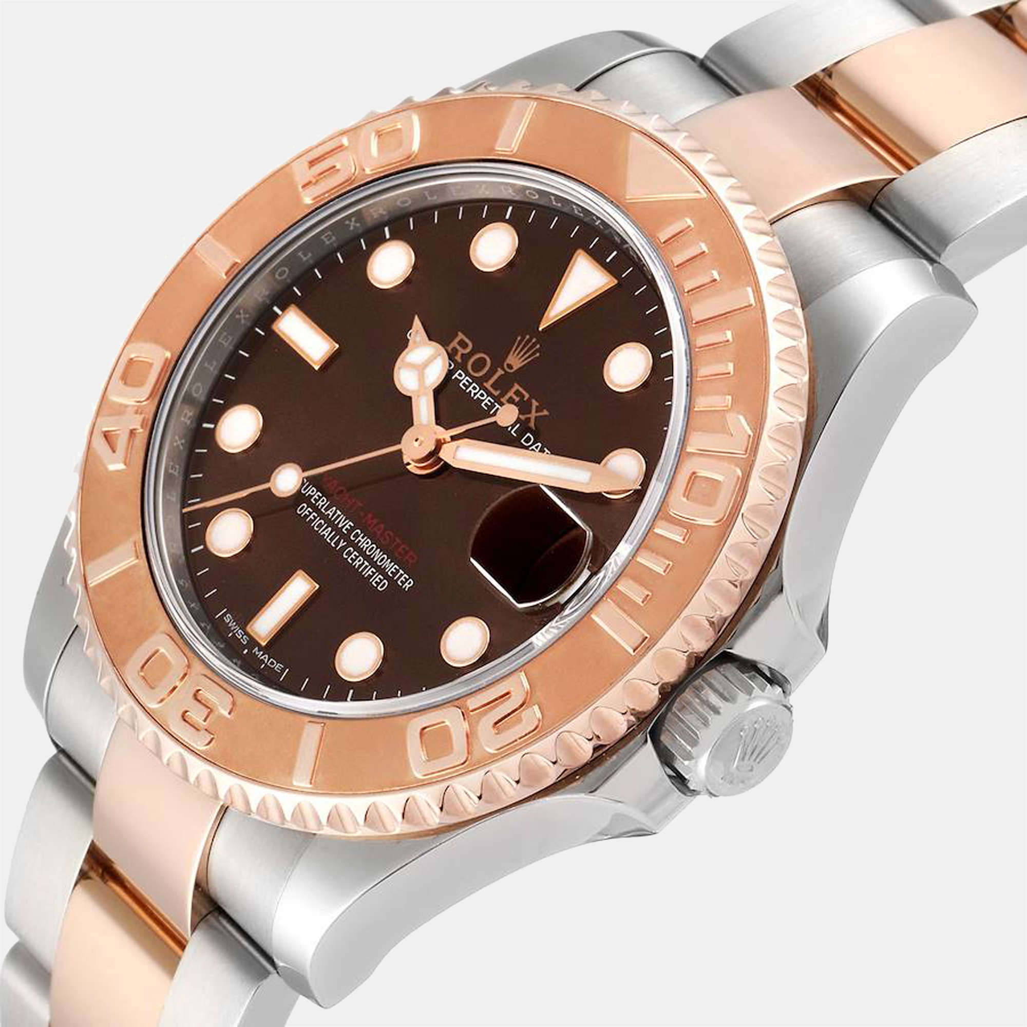 

Rolex Brown 18k Rose Gold And Stainless Steel Yacht-Master 268621 Men's Wristwatch 37 mm