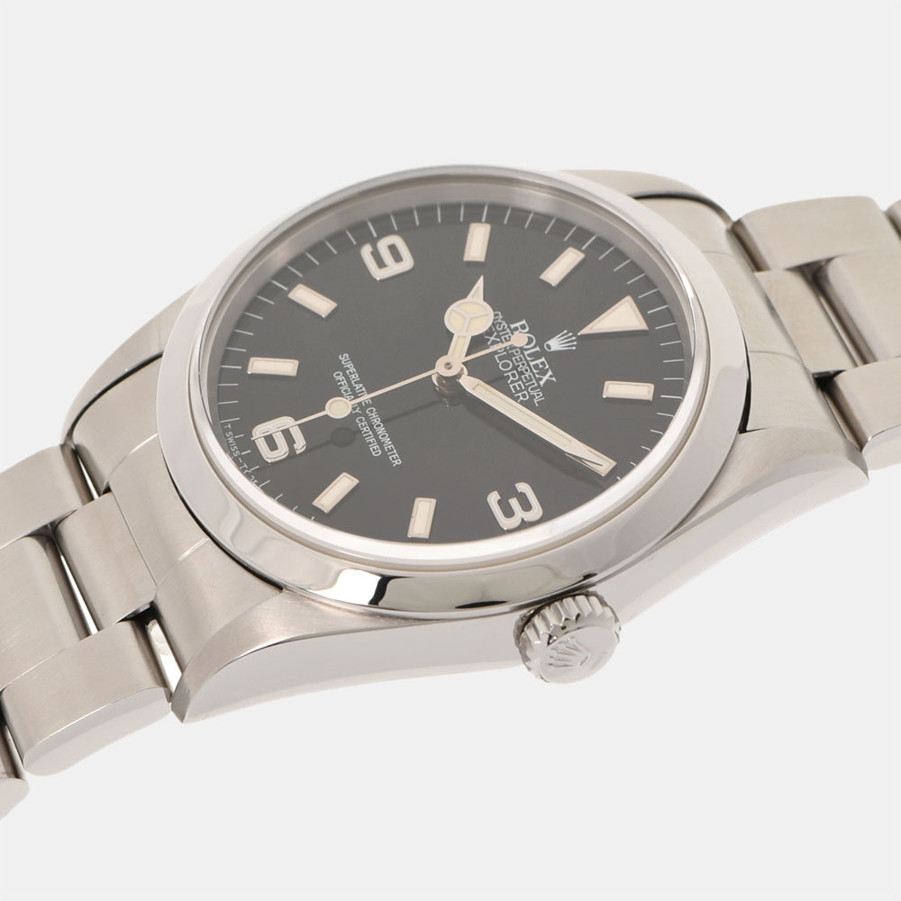 

Rolex Black Stainless Steel Explorer 14270 Men's Wristwatch 36 MM