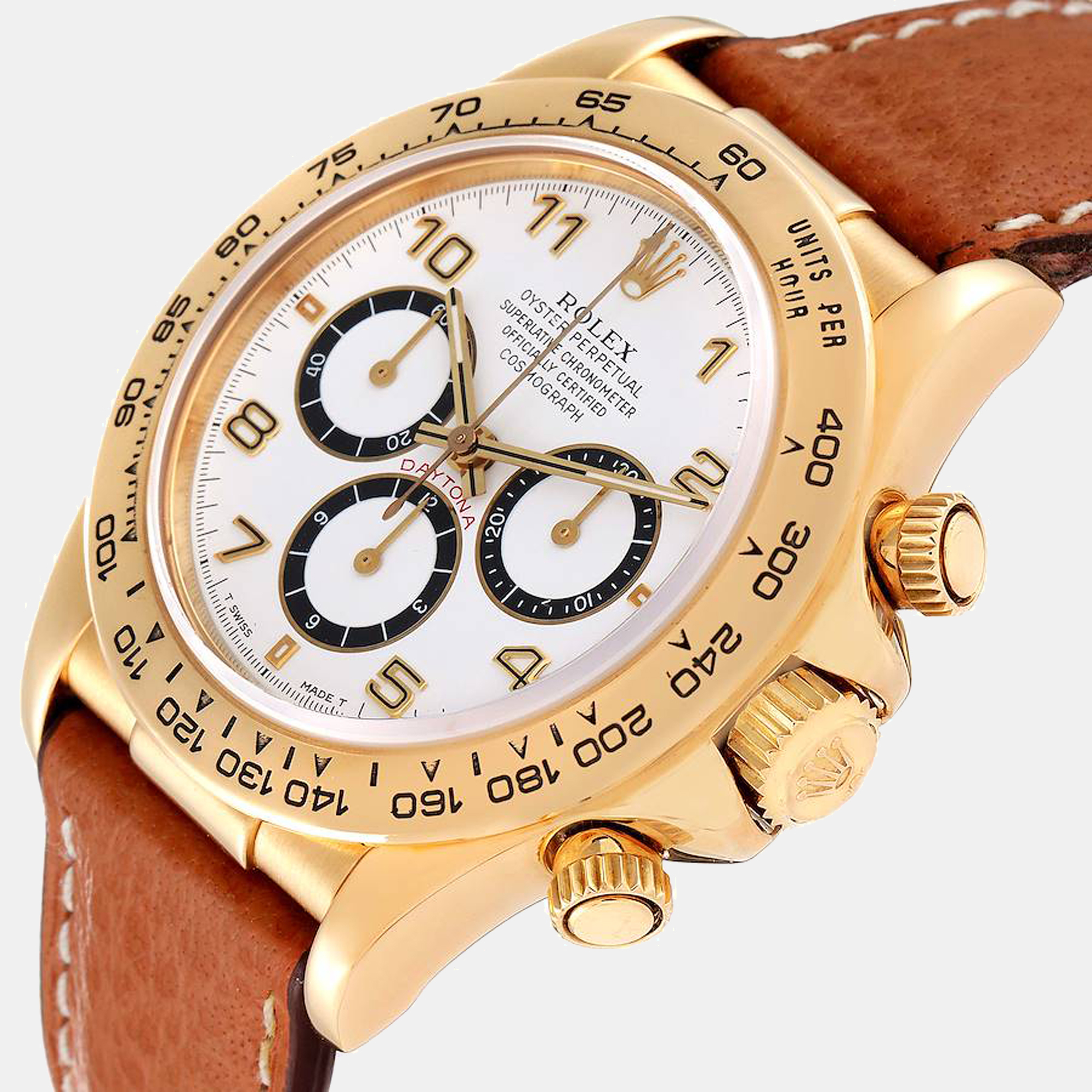 

Rolex White 18K Yellow Gold Cosmograph Daytona 16518 Automatic Men's Wristwatch 40 mm