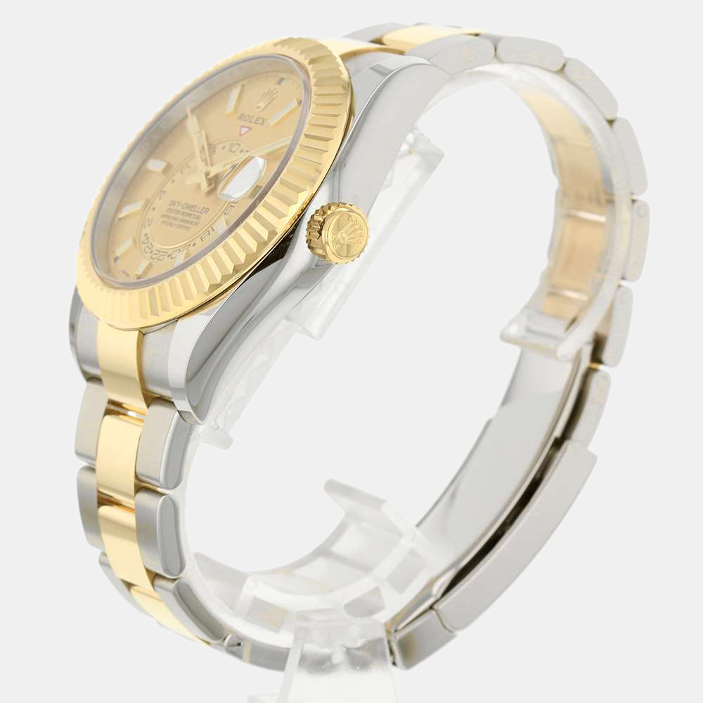 

Rolex Champagne 18K Yellow Gold and Stainless Steel Sky-Dweller 326933 Men's Wristwatch 43 mm