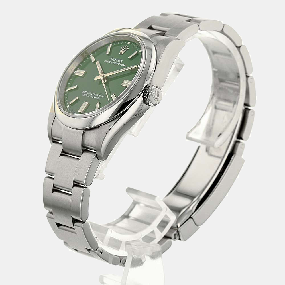 

Rolex Green Stainless Steel Oyster Perpetual 126000 Men's Wristwatch 36 MM