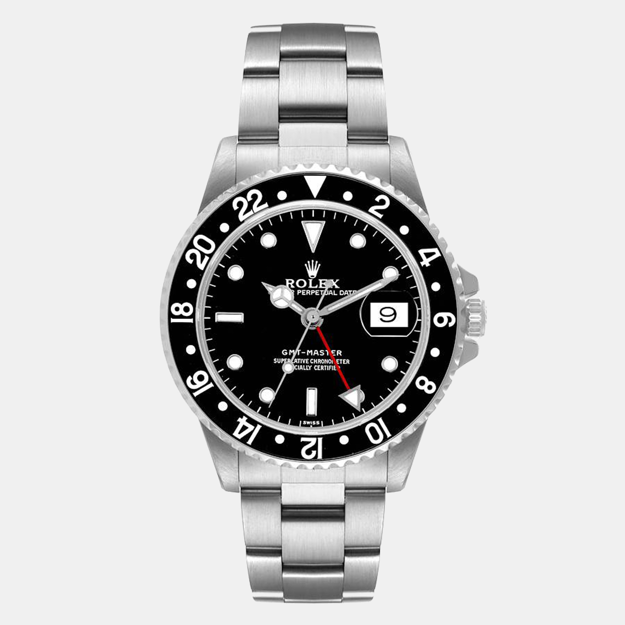 Pre-owned Rolex Black Stainless Steel Gmt-master 16700 Automatic Men's Wristwatch 40 Mm