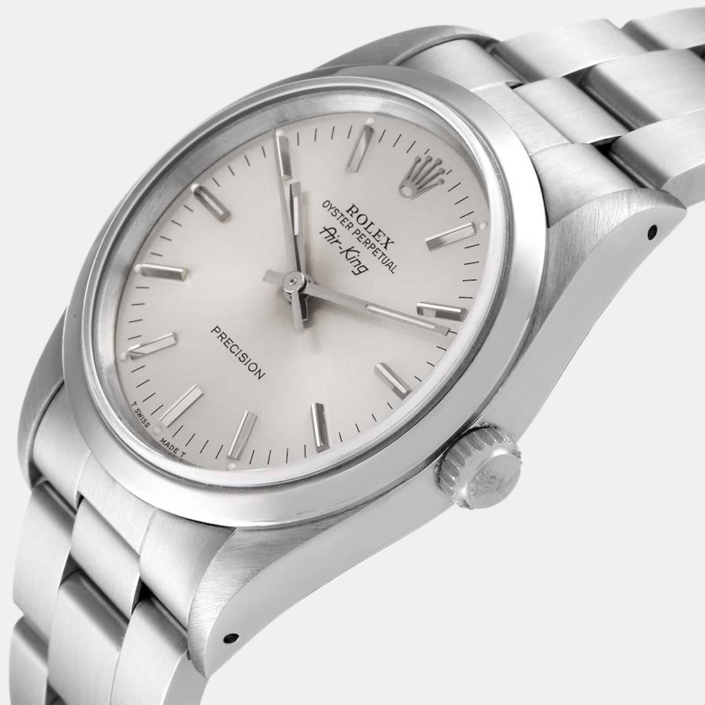

Rolex Silver Stainless Steel Air King 14000 Men's Wristwatch 34 mm