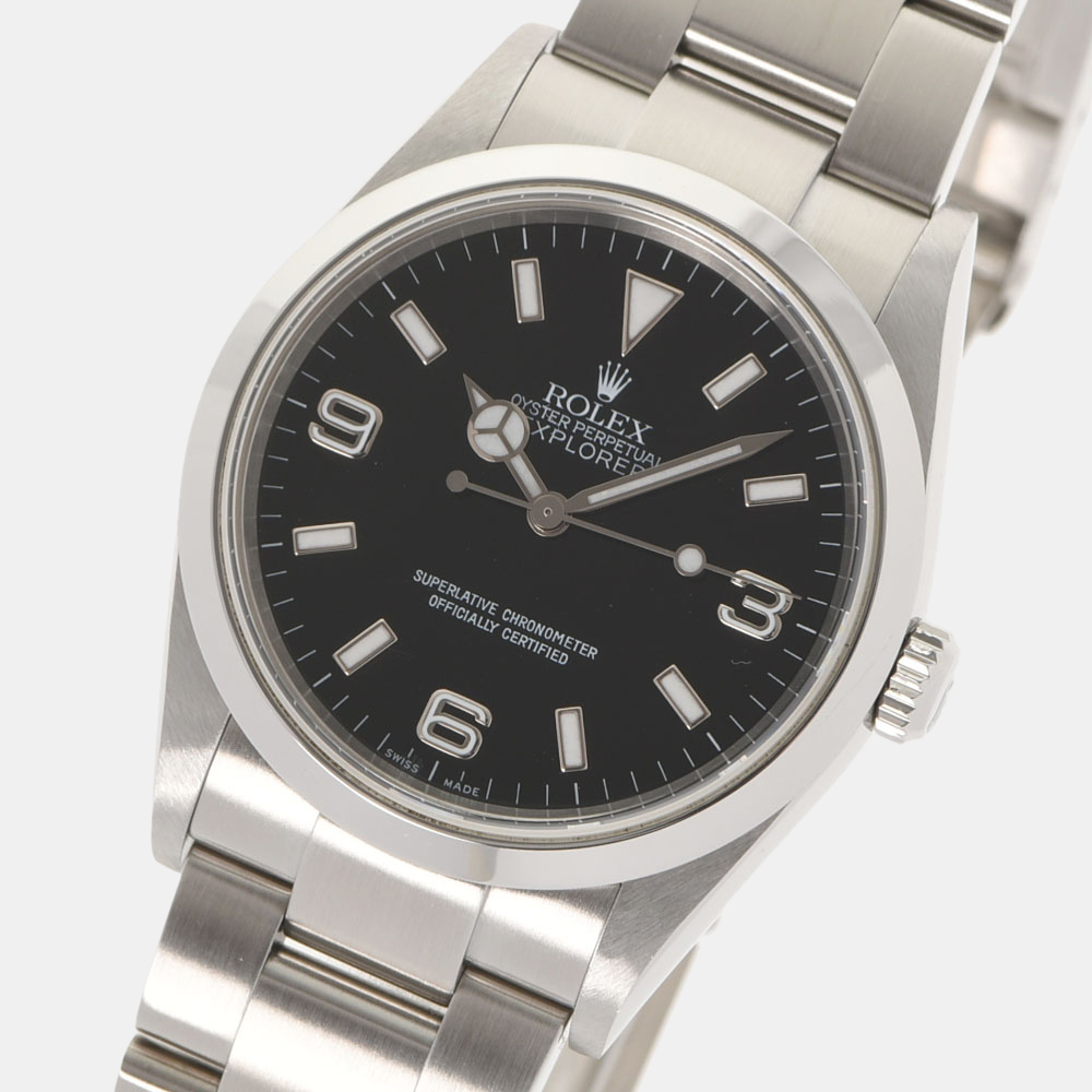

Rolex Black Stainless Steel Explorer 14270 Men's Wristwatch 36 MM