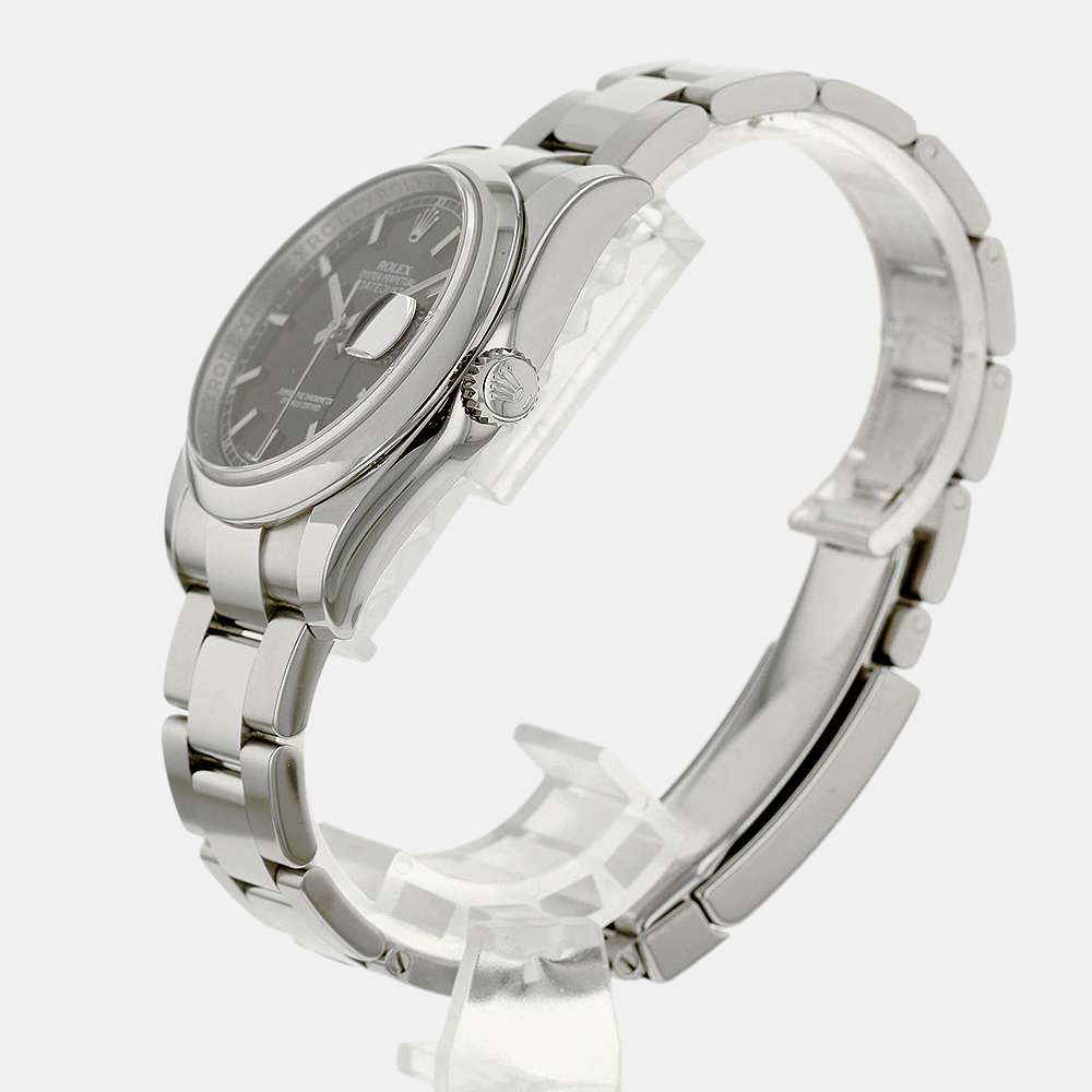 

Rolex Black Stainless Steel Datejust 116200 Men's Wristwatch 36 mm