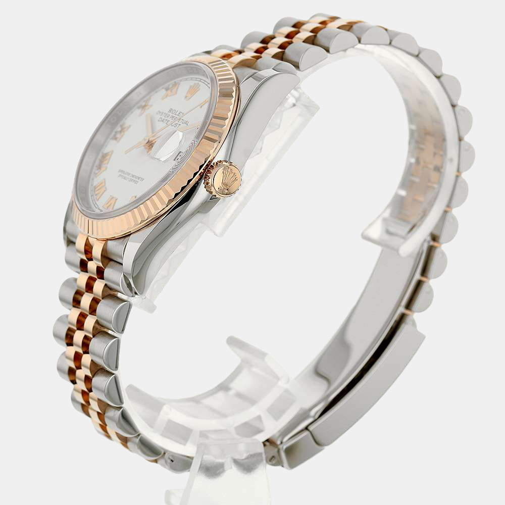 

Rolex White 18K Rose Gold and Stainless Steel Datejust 126231 Men's Wristwatch 36 mm