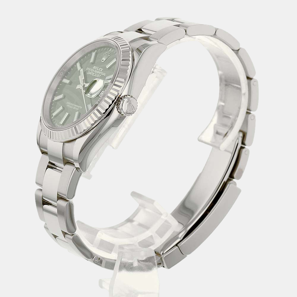 

Rolex Green 18K White Gold and Stainless Steel Datejust 126234 Men's Wristwatch 36 mm