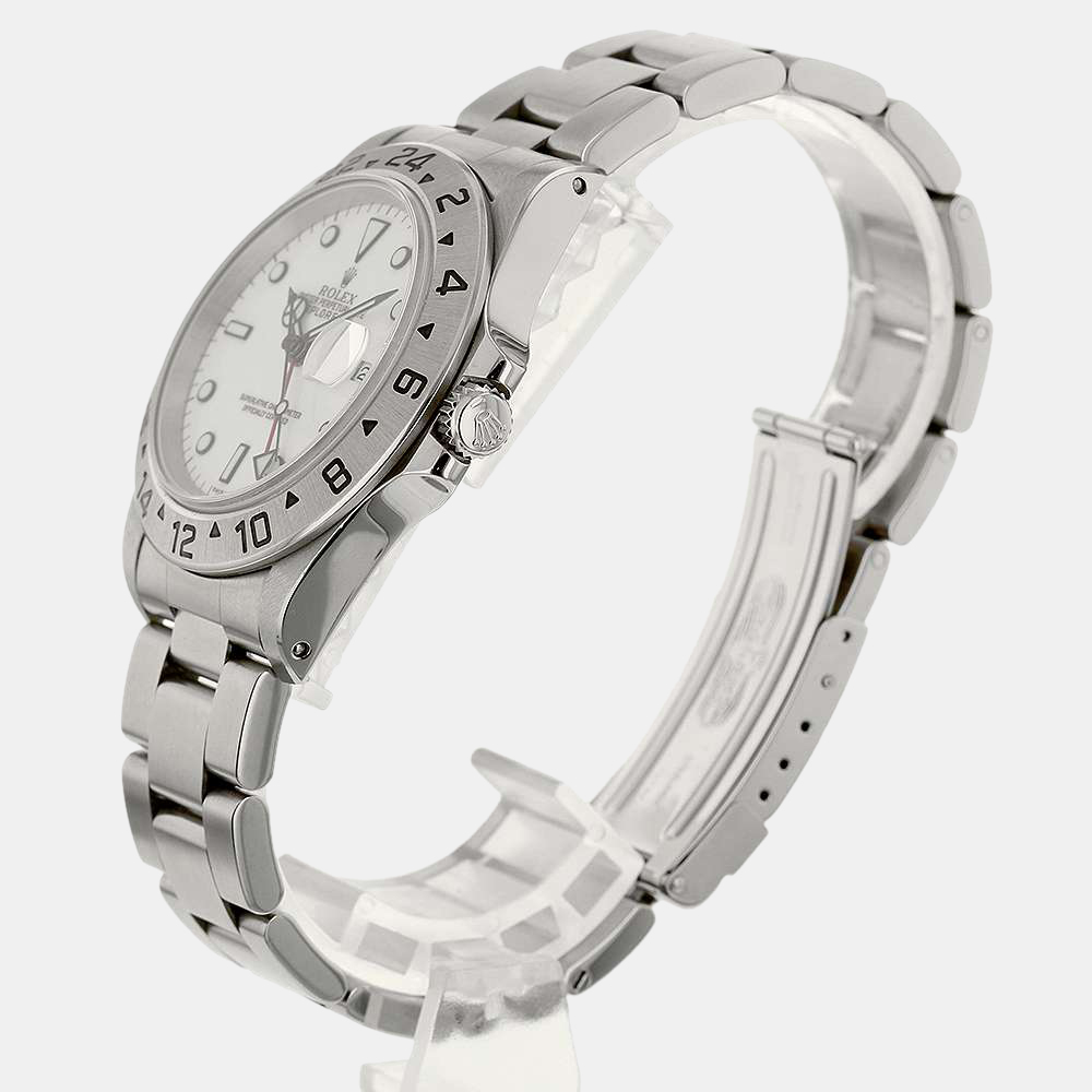 

Rolex White Stainless Steel Explorer II 16570 Men's Wristwatch 40 mm
