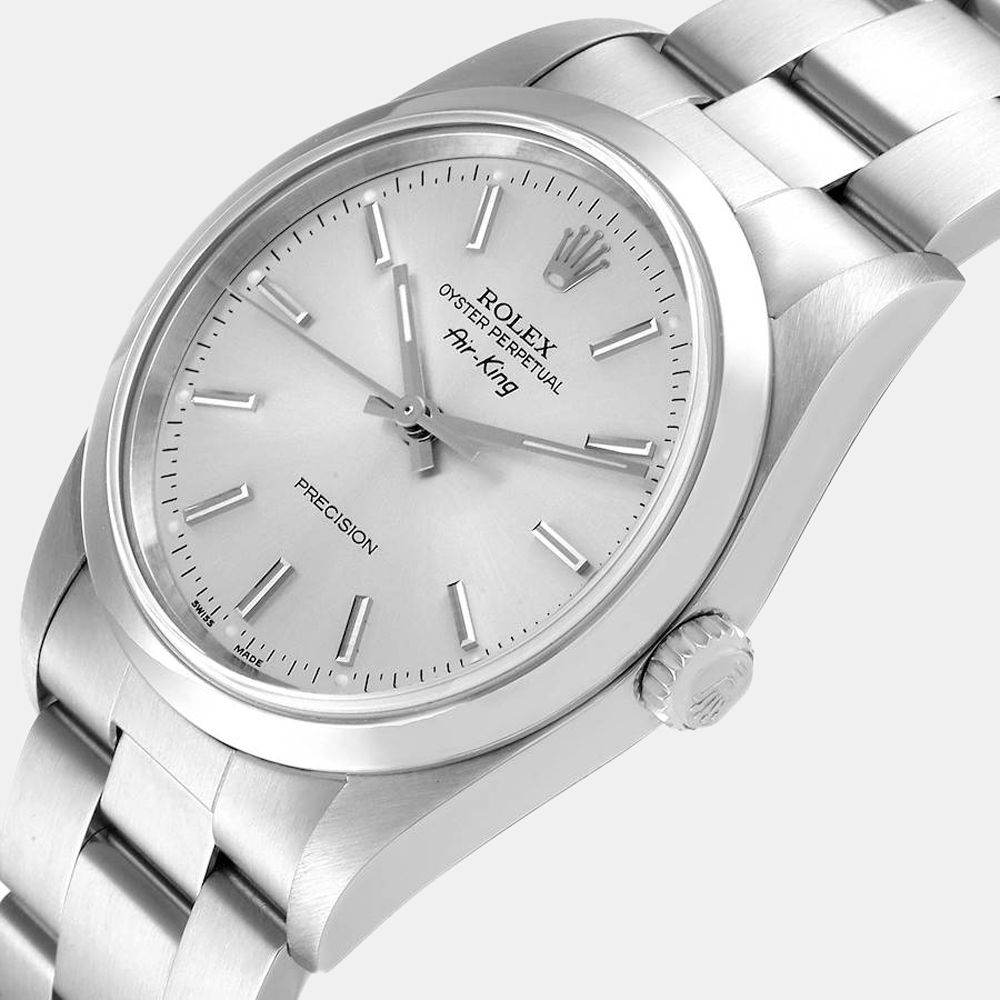 

Rolex Silver Stainless Steel Air King 14000 Men's Wristwatch 34 mm