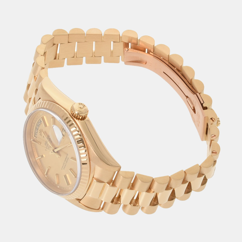 

Rolex Champagne 18K Yellow Gold Day Date 18238 Men's Wristwatch 36 mm