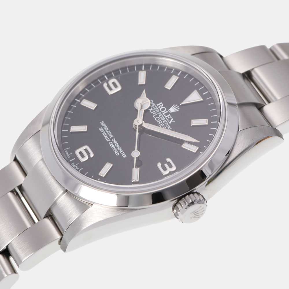 

Rolex Black Stainless Steel Explorer 114270 Men's Wristwatch 36 mm