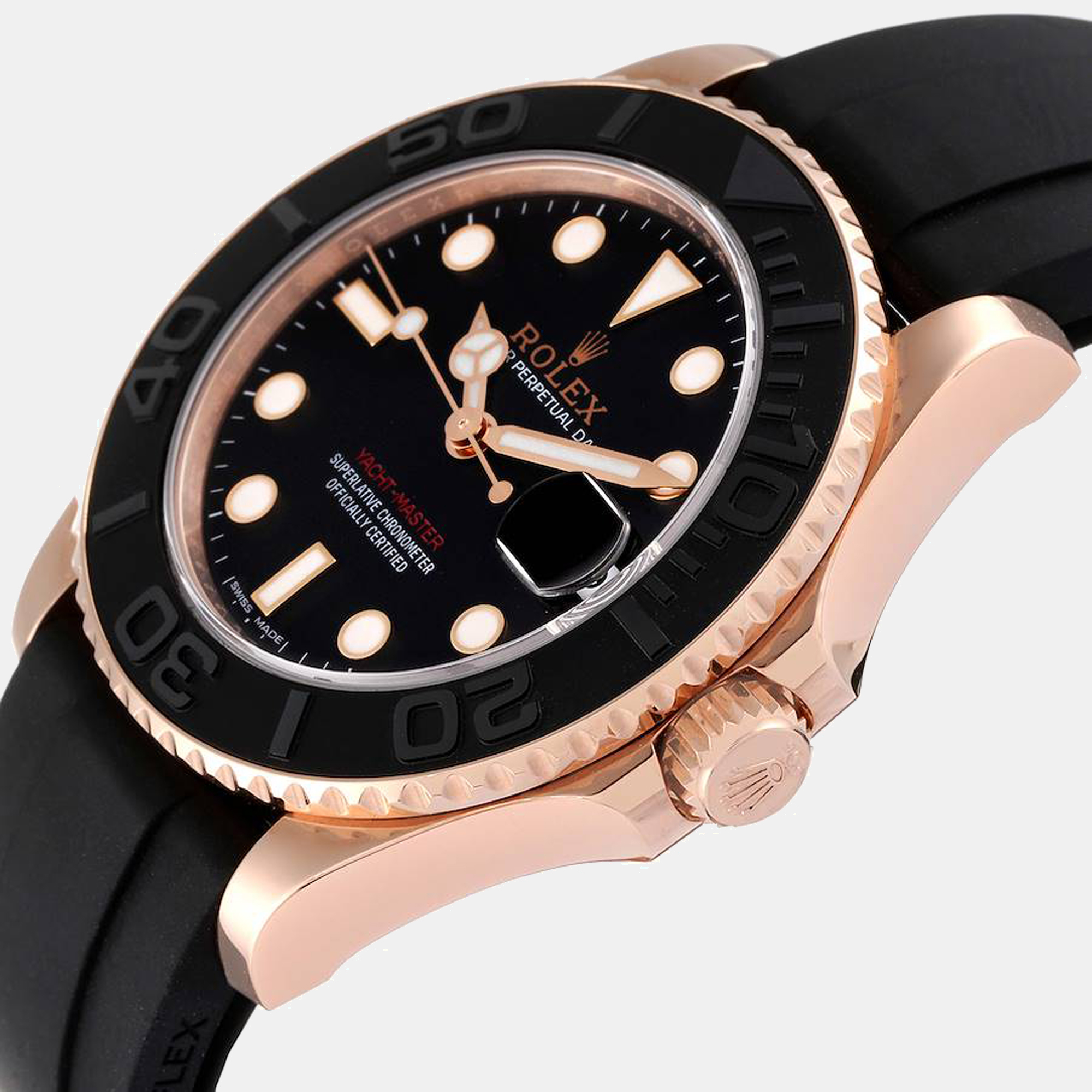 

Rolex Black 18K Rose Gold Yacht-Master 268655 Men's Wristwatch 37 mm