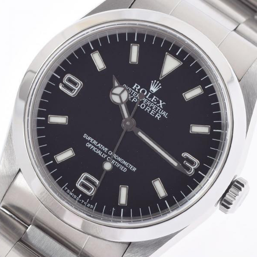 

Rolex Black Stainless Steel Explorer 14270 Men's Wristwatch 36 mm