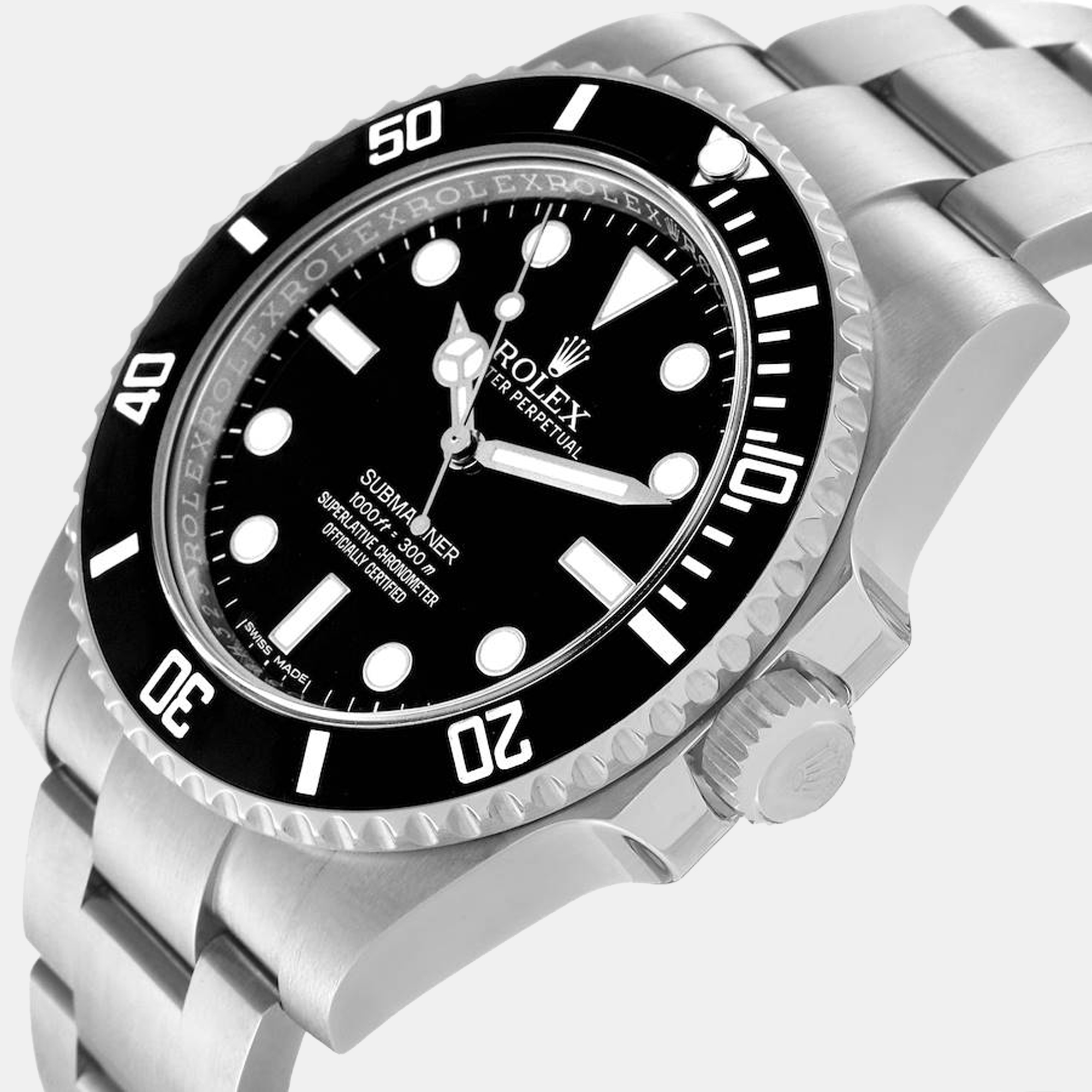 

Rolex Black Stainless Steel Submariner 114060 Automatic Men's Wristwatch 40 mm
