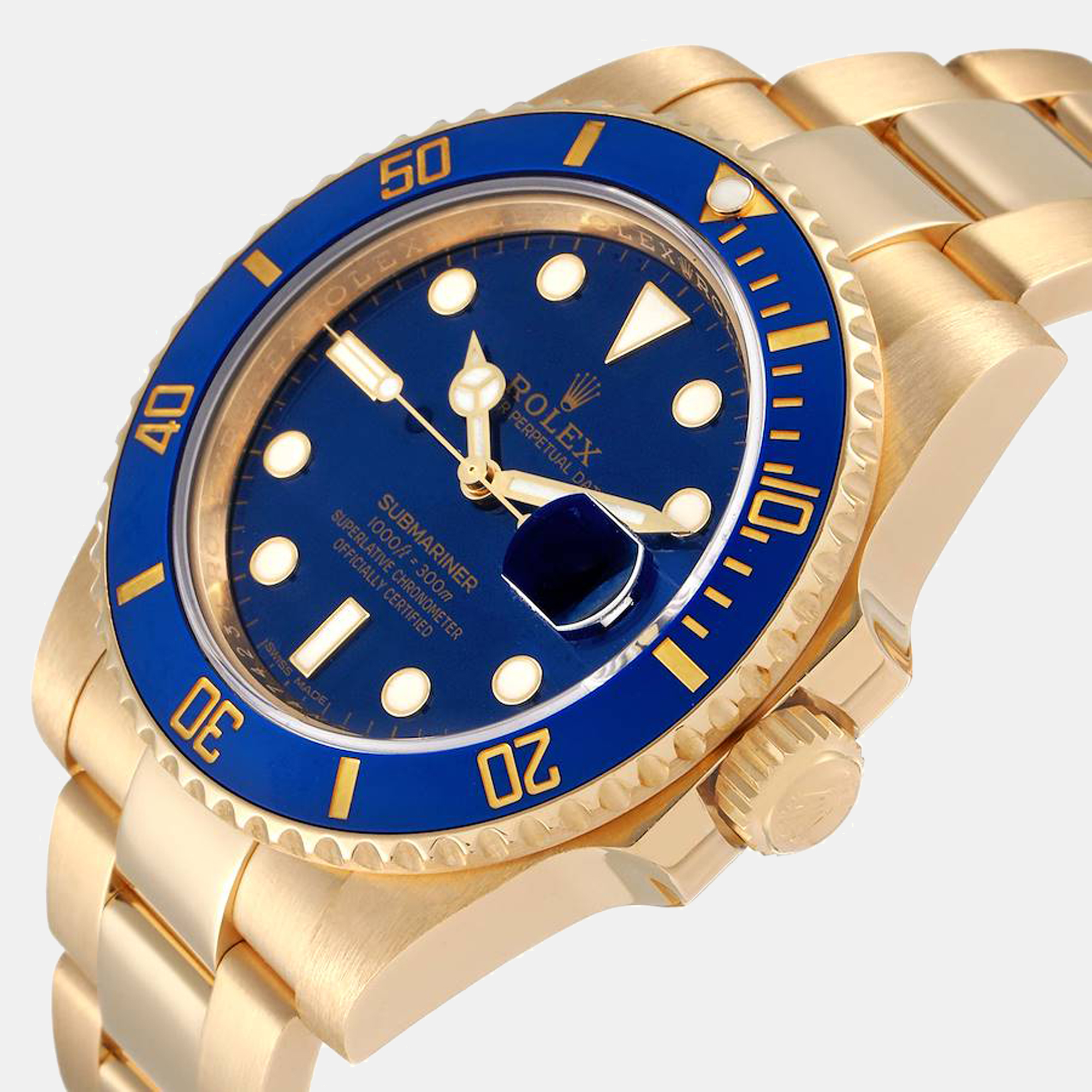 

Rolex Blue 18K Yellow Gold Submariner 116618 Automatic Men's Wristwatch 40 mm