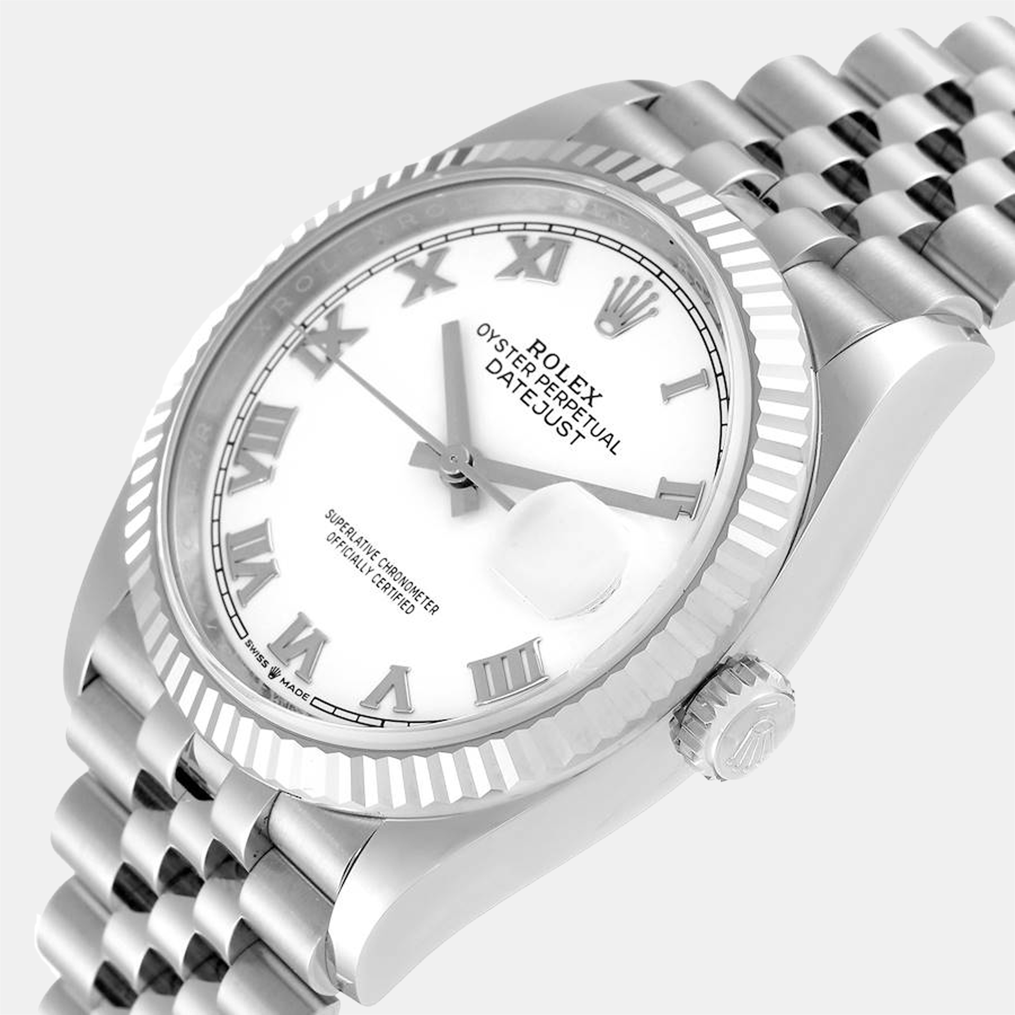 

Rolex White 18k White Gold And Stainless Steel Datejust 126234 Automatic Men's Wristwatch 36 mm