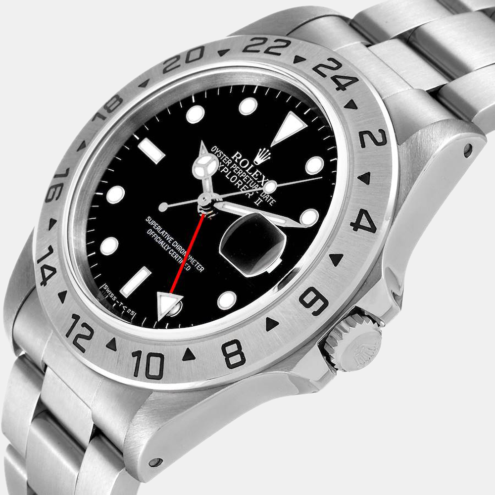 

Rolex Black Stainless Steel Explorer II Automatic 16570 Men's Wristwatch 40 mm