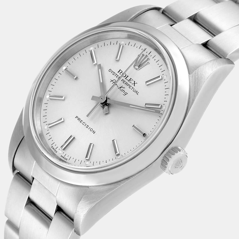 

Rolex Silver Stainless Steel Air King 14000 Men's Wristwatch 34 mm
