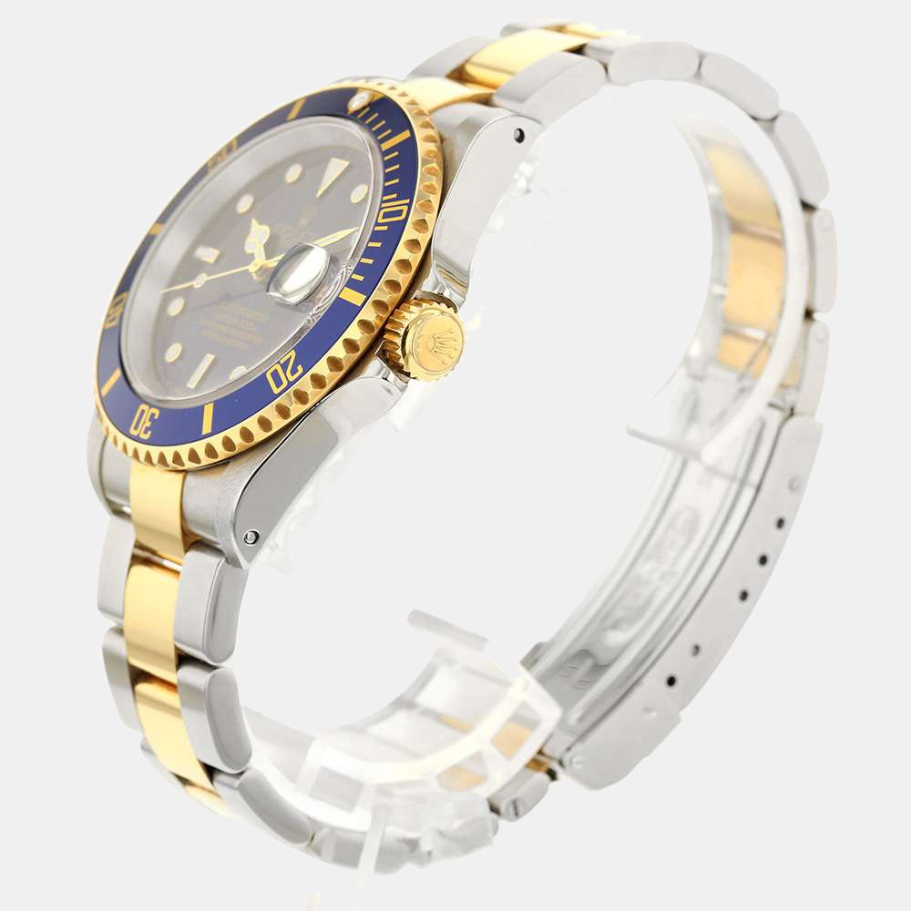 

Rolex Blue 18k Yellow Gold And Stainless Steel Submariner Date 16613 Men's Wristwatch 40 mm