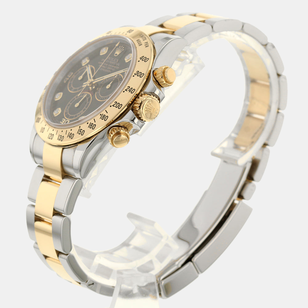 

Rolex Black Diamonds 18k Yellow Gold And Stainless Steel Cosmograph Daytona 116523 Automatic Men's Wristwatch 40 mm