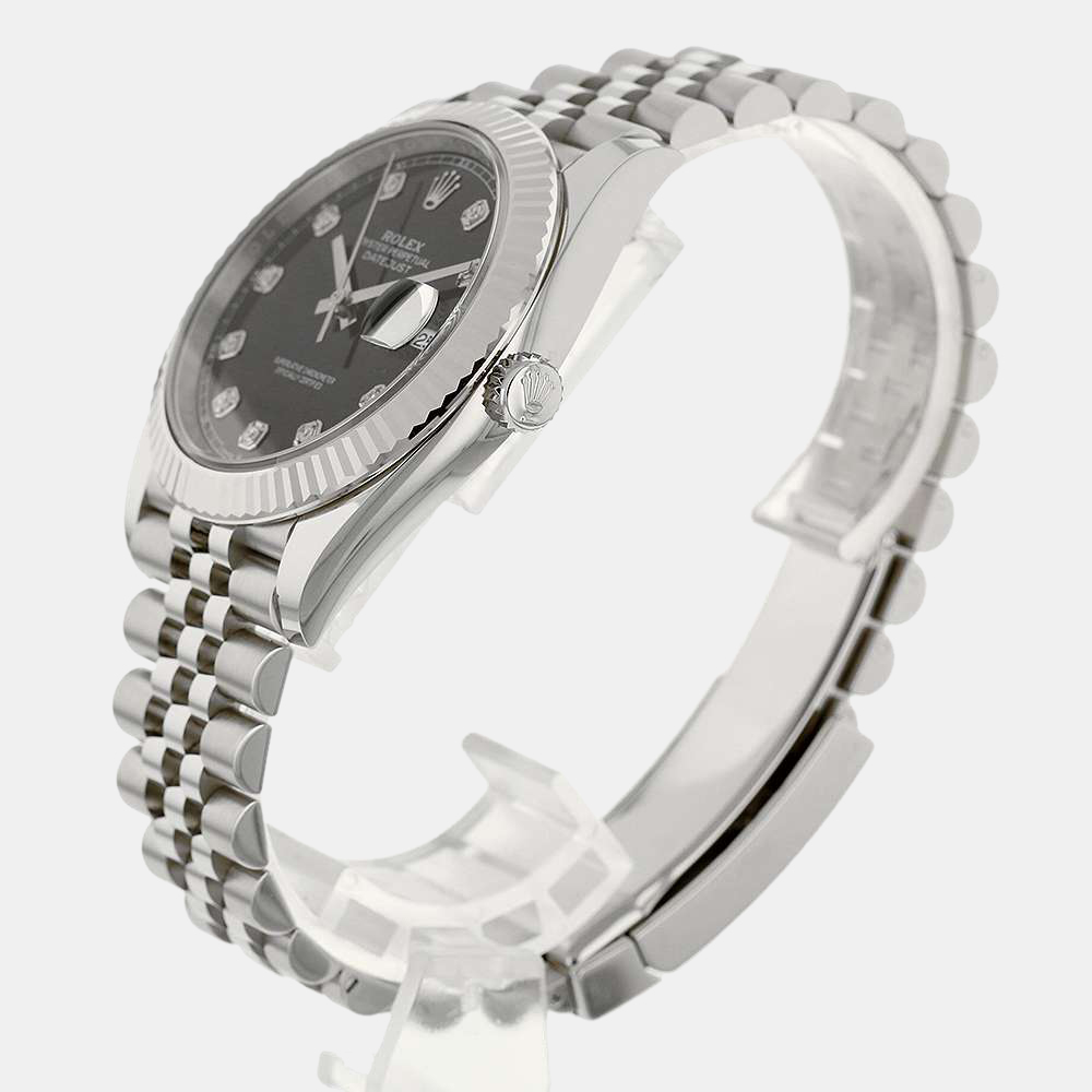 

Rolex Black Diamonds 18K White Gold And Stainless Steel Datejust 126334 Men's Wristwatch 41 mm