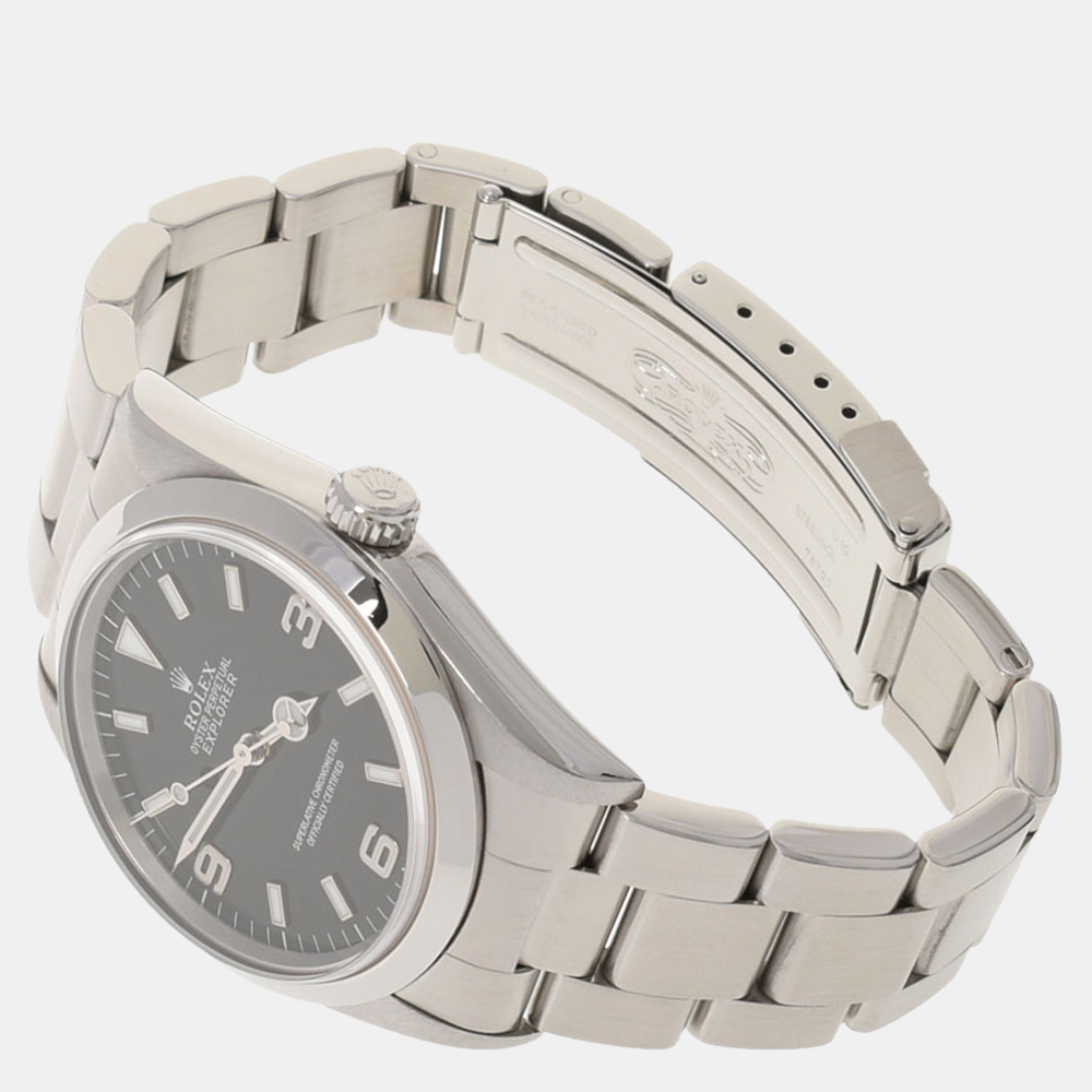 

Rolex Black Stainless Steel Explorer 14270 Men's Wristwatch 36 mm
