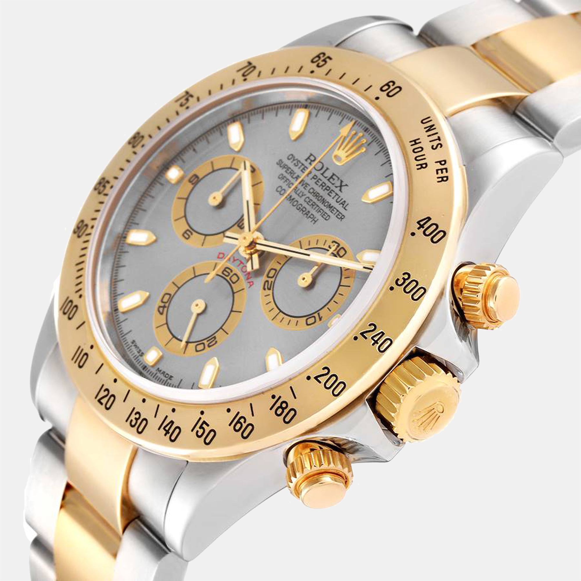 

Rolex Silver 18K Yellow Gold And Stainless Steel Cosmograph Daytona 116523 Automatic Men's Wristwatch 40 mm