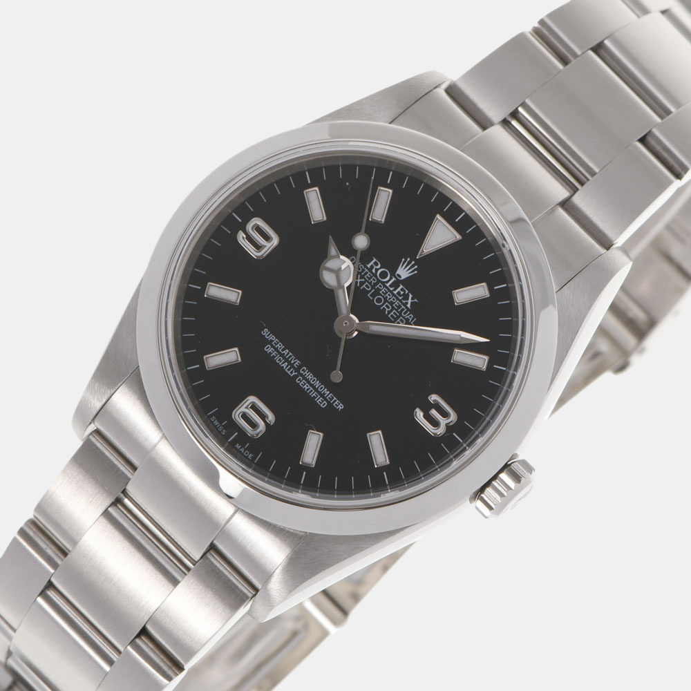 

Rolex Black Stainless Steel Explorer 114270 Men's Wristwatch 36 mm