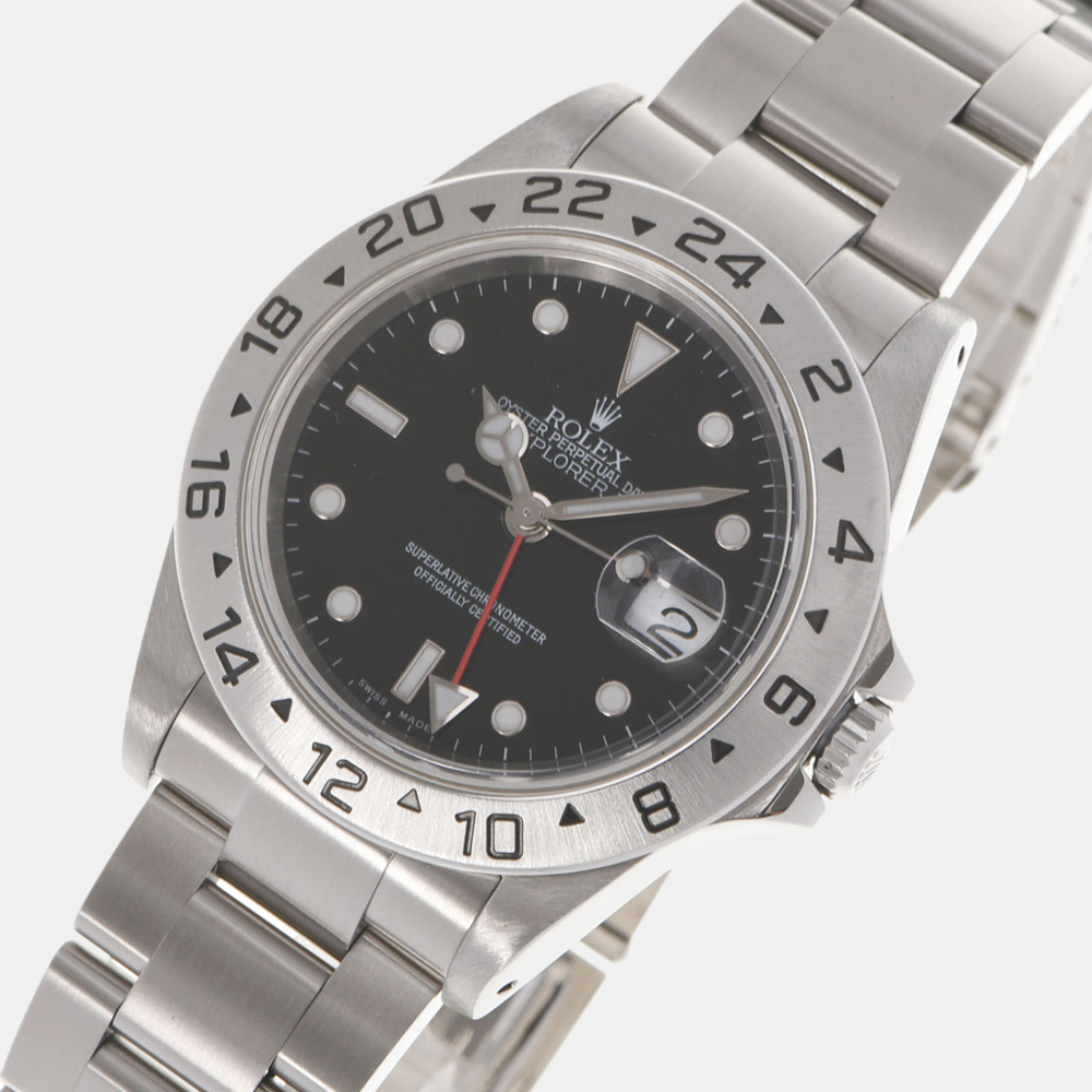 

Rolex Black Stainless Steel Explorer II 16570 Men's Wristwatch 40 mm