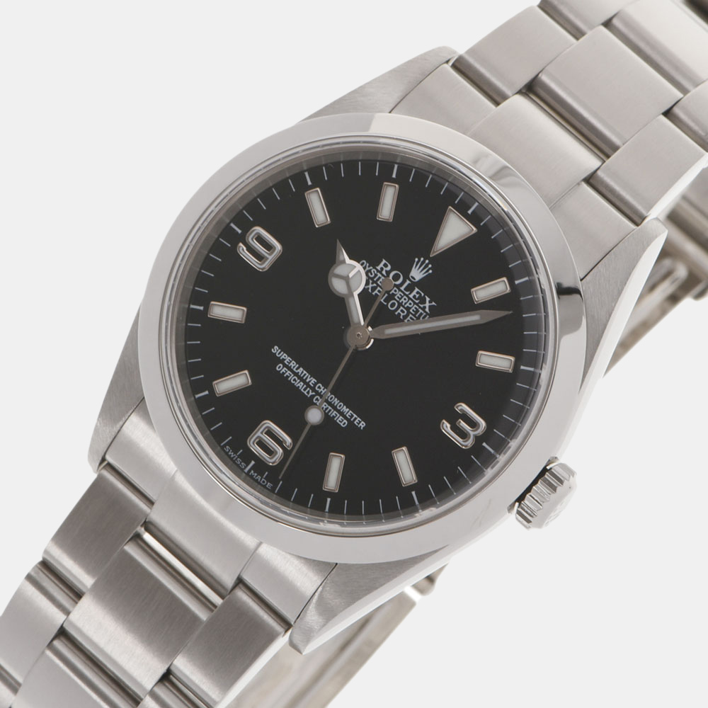 

Rolex Black Stainless Steel Explorer 114270 Men's Wristwatch 36 mm