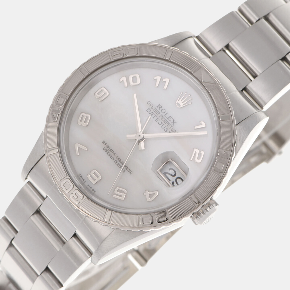 

Rolex MOP 18K White Gold And Stainless Steel Datejust Thunderbird 16264NA Men's Wristwatch 36 mm