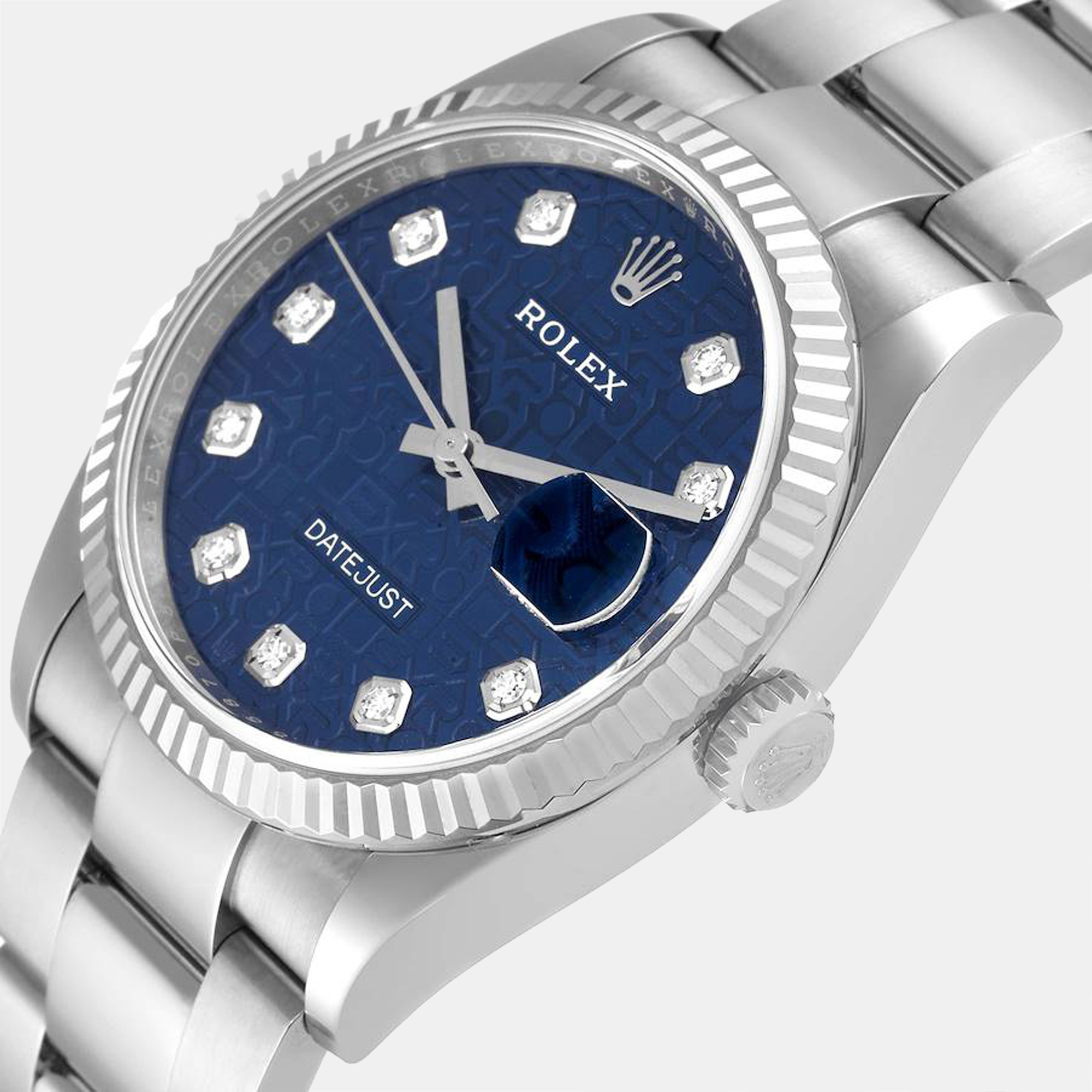 

Rolex Blue Diamonds 18k White Gold And Stainless Steel Datejust 126234 Automatic Men's Wristwatch 36 mm
