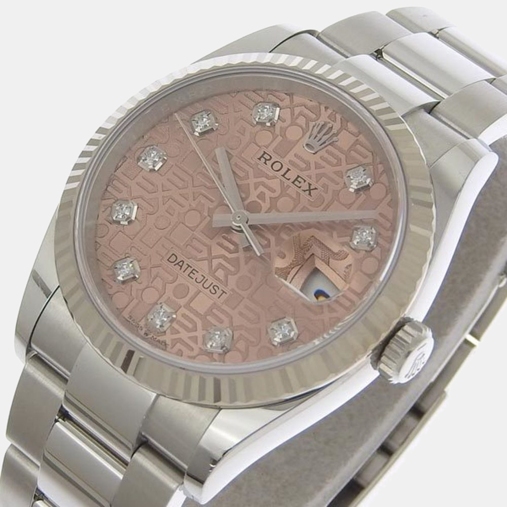 

Rolex Pink Diamond Stainless Steel Datejust 126234G Automatic Men's Wristwatch 36 mm