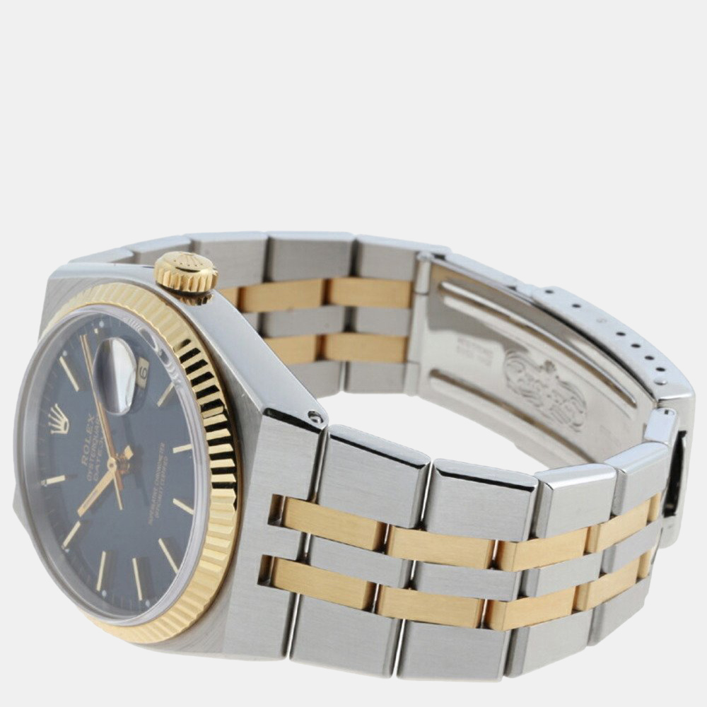 

Rolex Blue 18k Yellow Gold And Stainless Steel Datejust 17013 Automatic Men's Wristwatch 36 mm