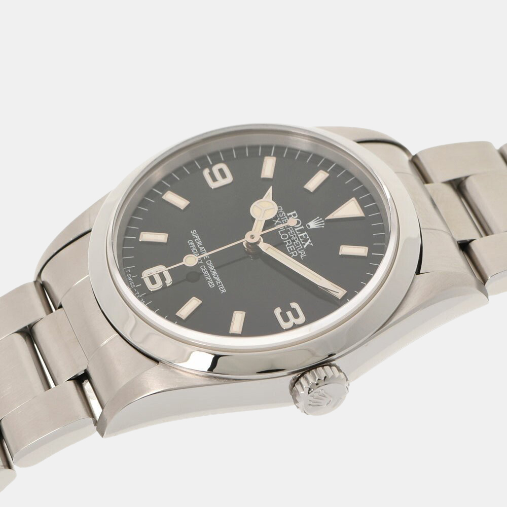 

Rolex Black Stainless Steel Explorer I 14270 Automatic Men's Wristwatch 36 mm