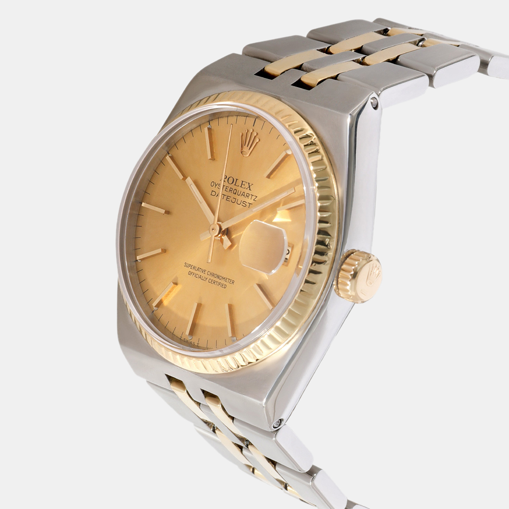 

Rolex Champagne 18K Yellow Gold And Stainless Steel Datejust 17013 Automatic Men's Wristwatch 36 mm