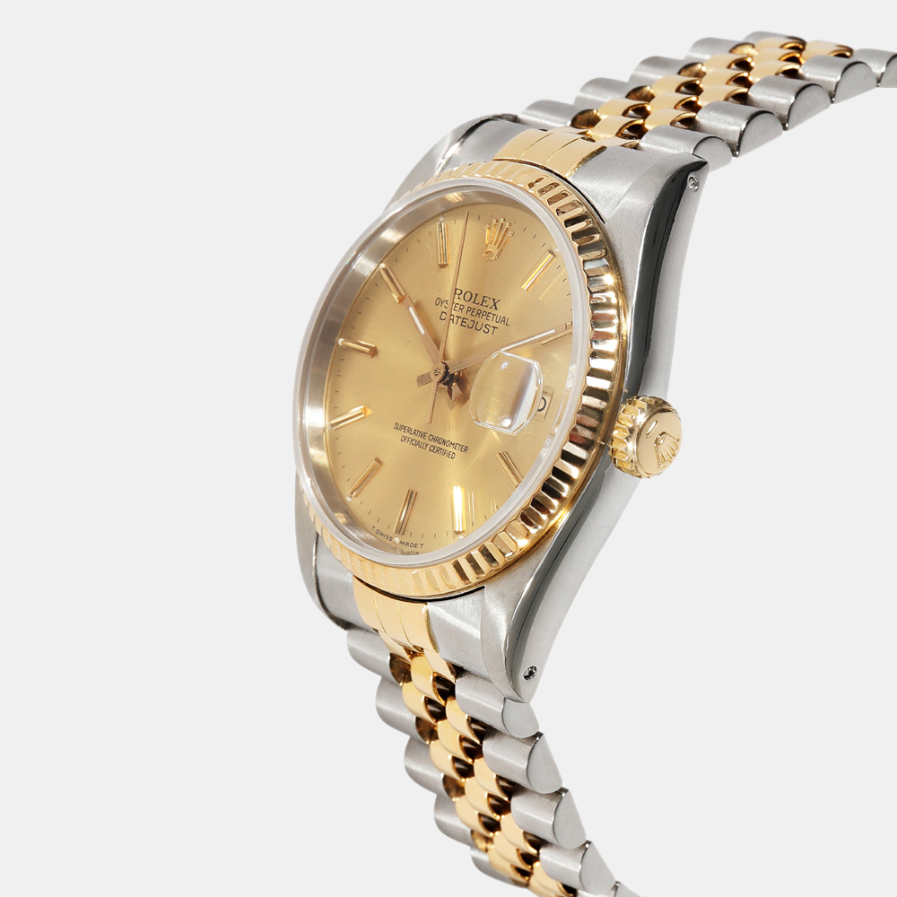 

Rolex Champagne 18K Yellow Gold And Stainless Steel Datejust Automatic Men's Wristwatch 36 mm